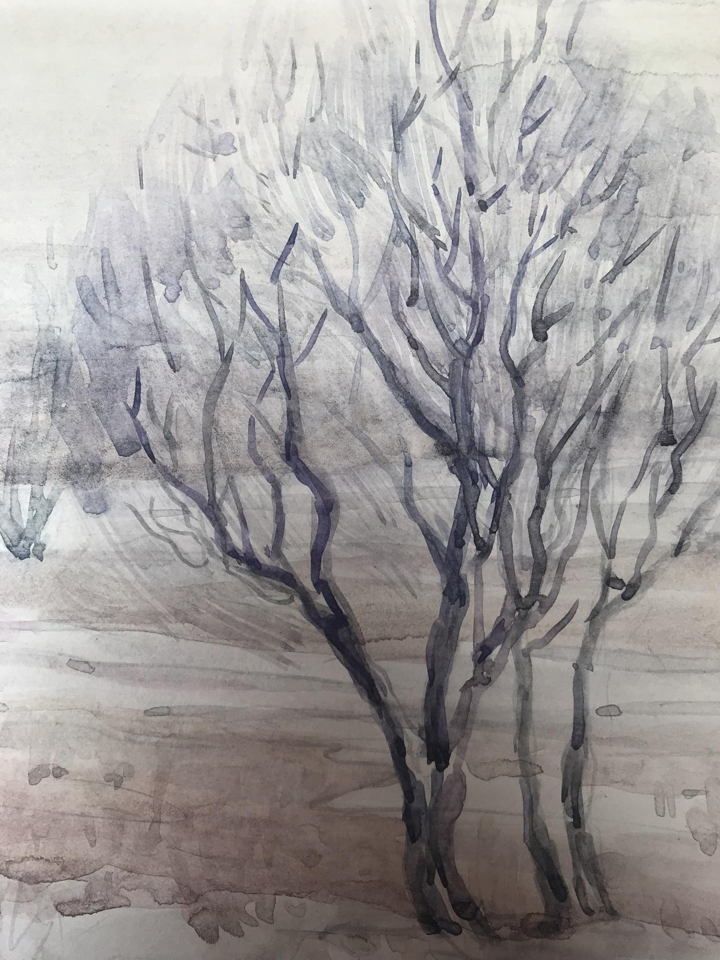 Watercolor painting The coming of winter Unknown artist