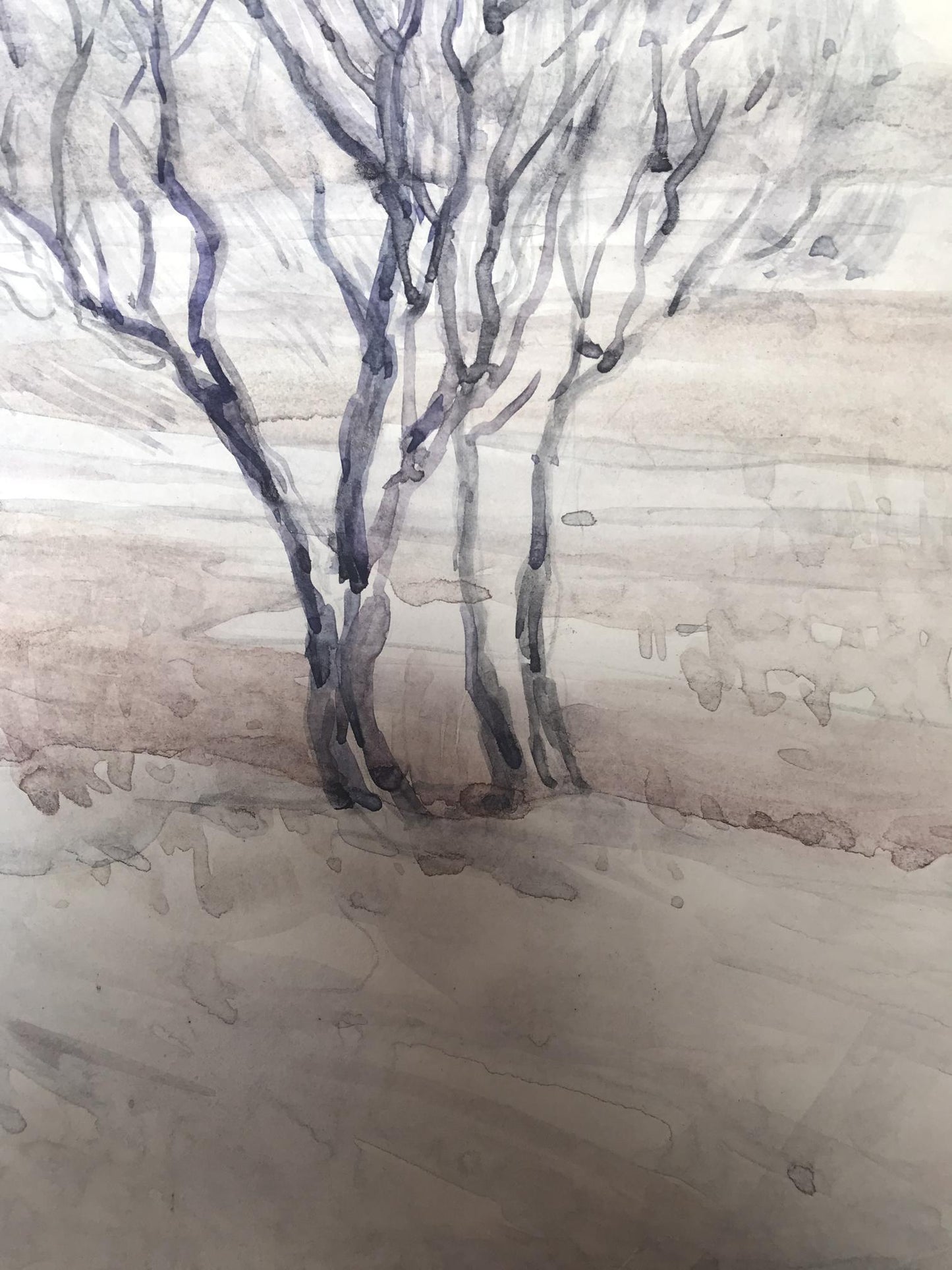 Watercolor painting The coming of winter Unknown artist