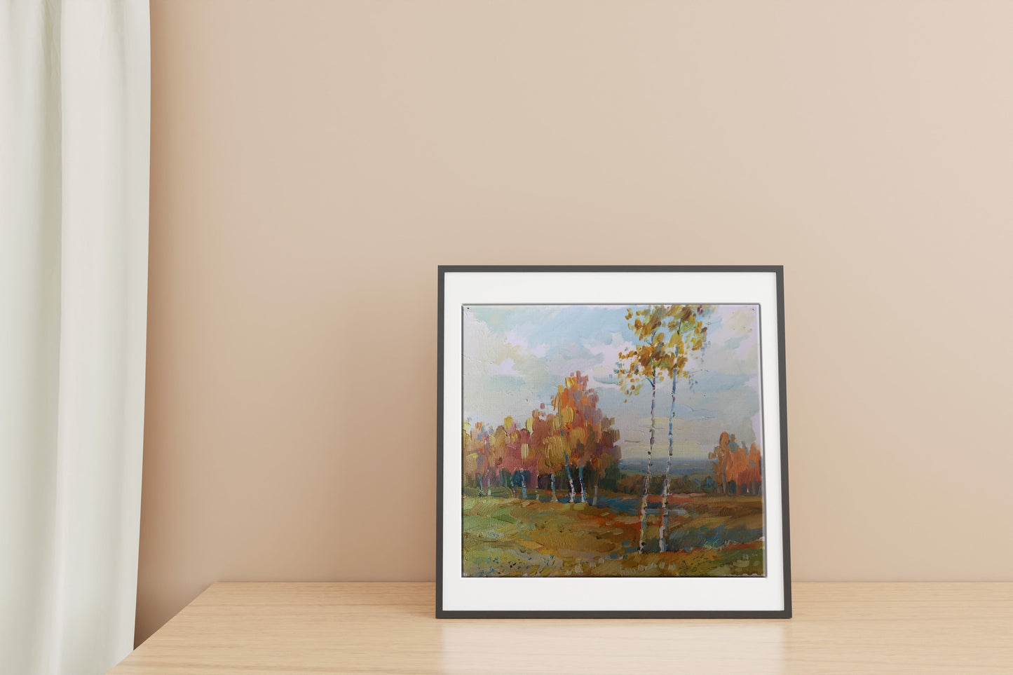 Oil painting Golden forest landscape Unknown artist