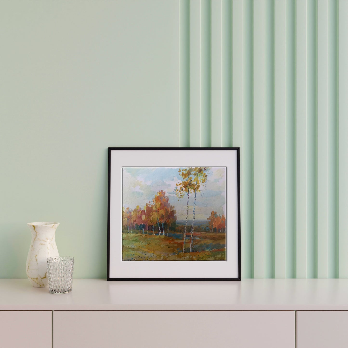 Oil painting Golden forest landscape Unknown artist