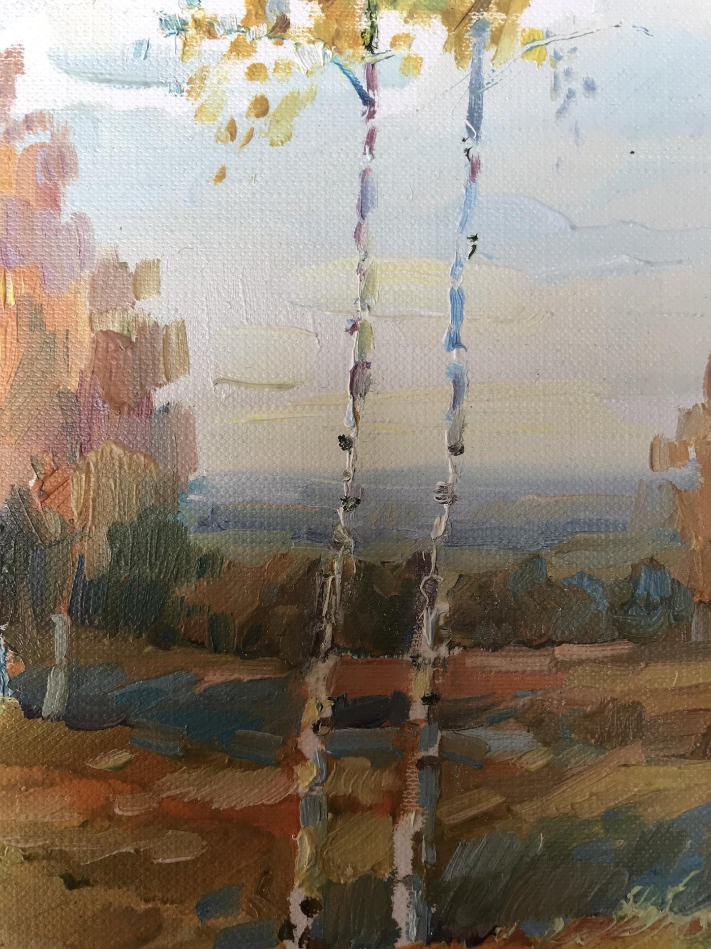Oil painting Golden forest landscape Unknown artist