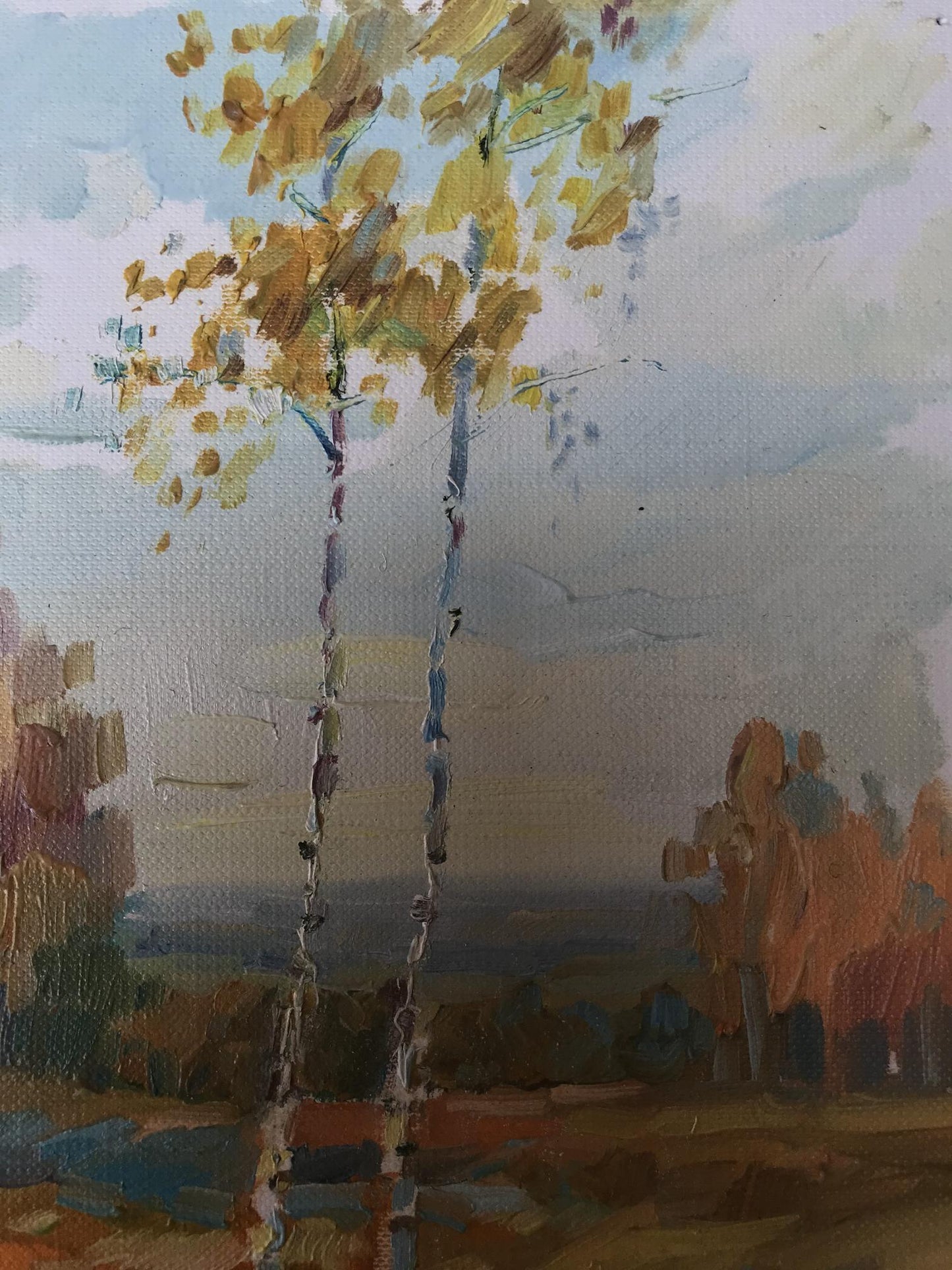 Oil painting Golden forest landscape Unknown artist