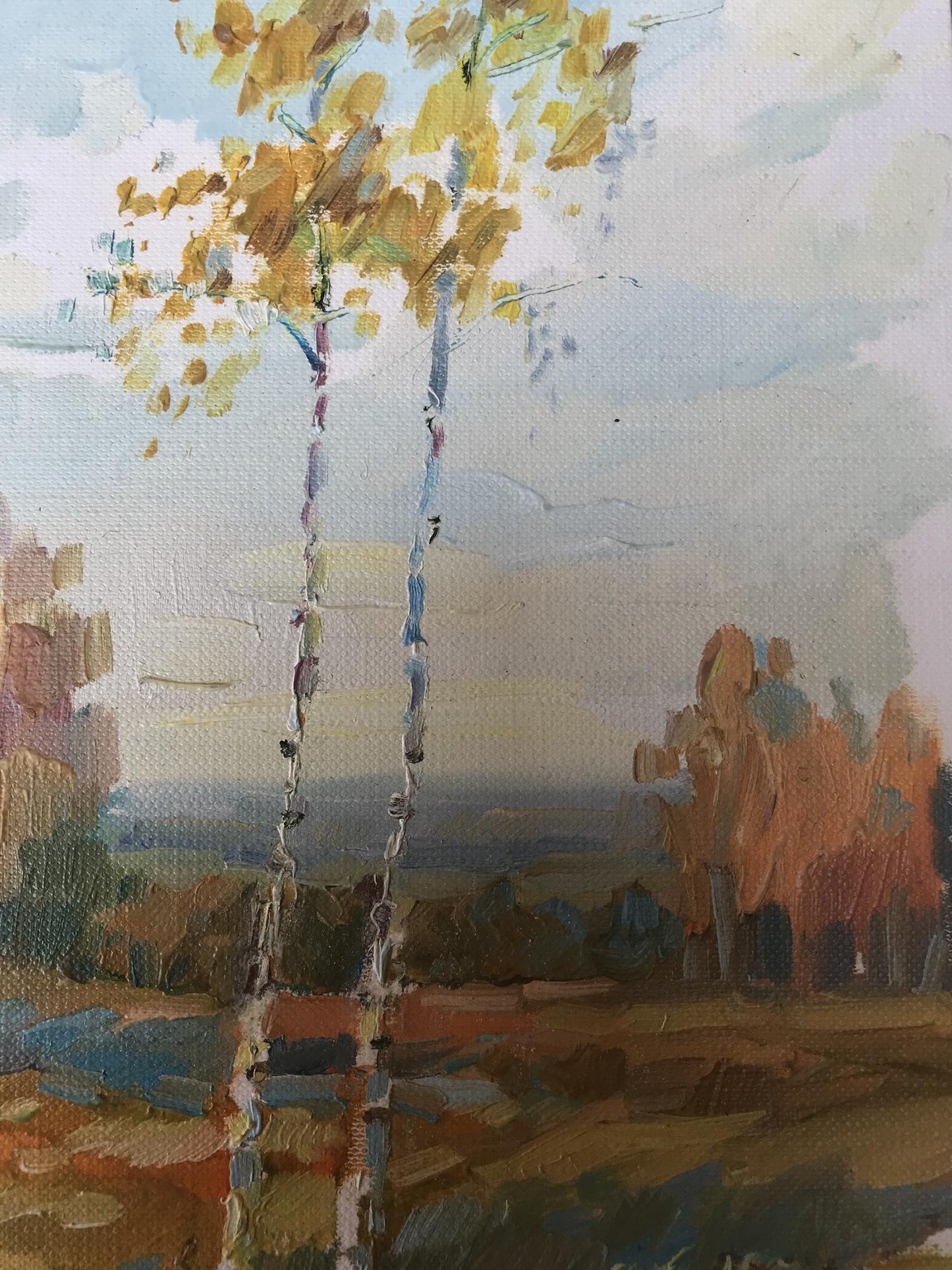 Oil painting Golden forest landscape Unknown artist