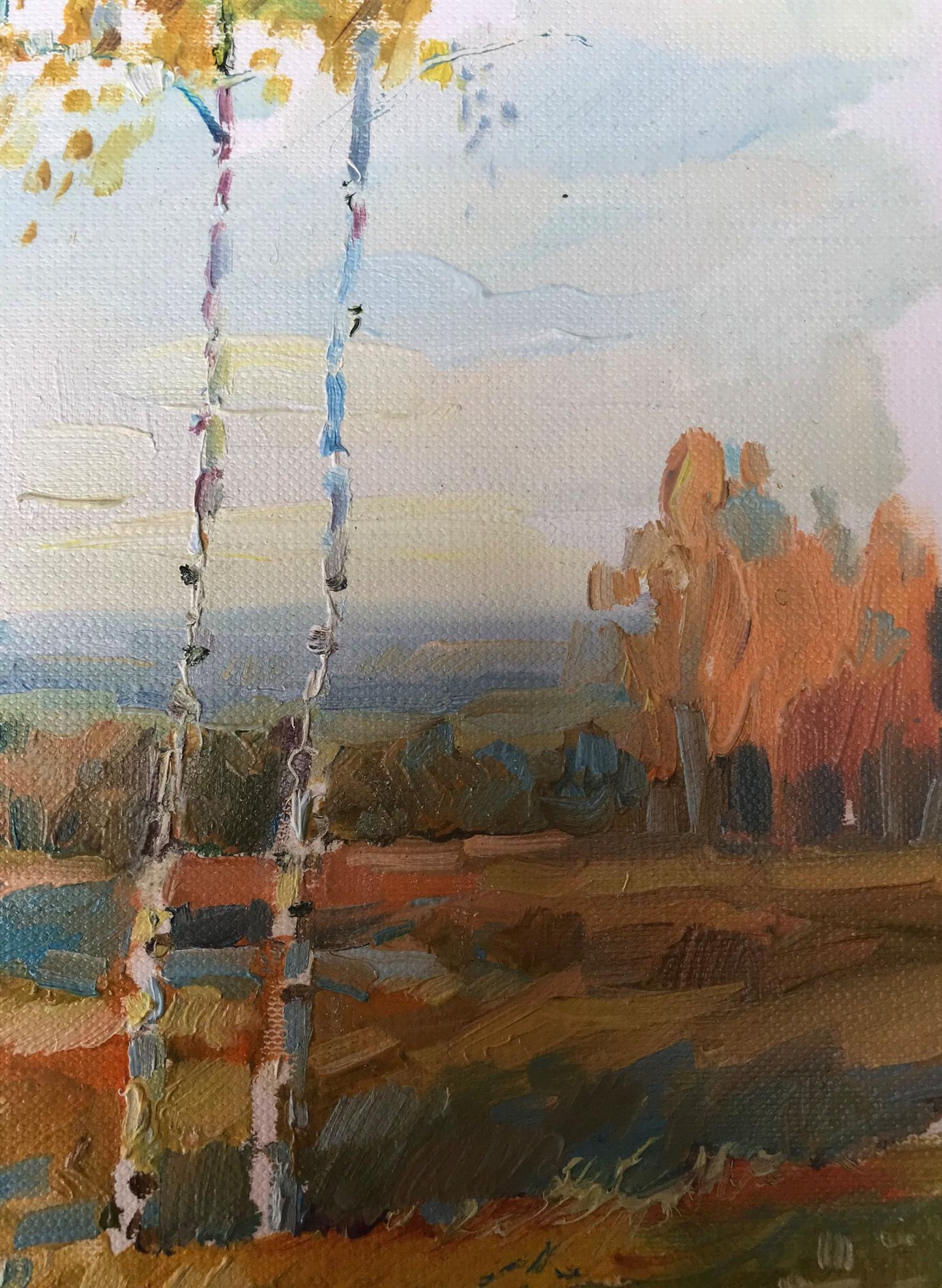 Oil painting Golden forest landscape Unknown artist