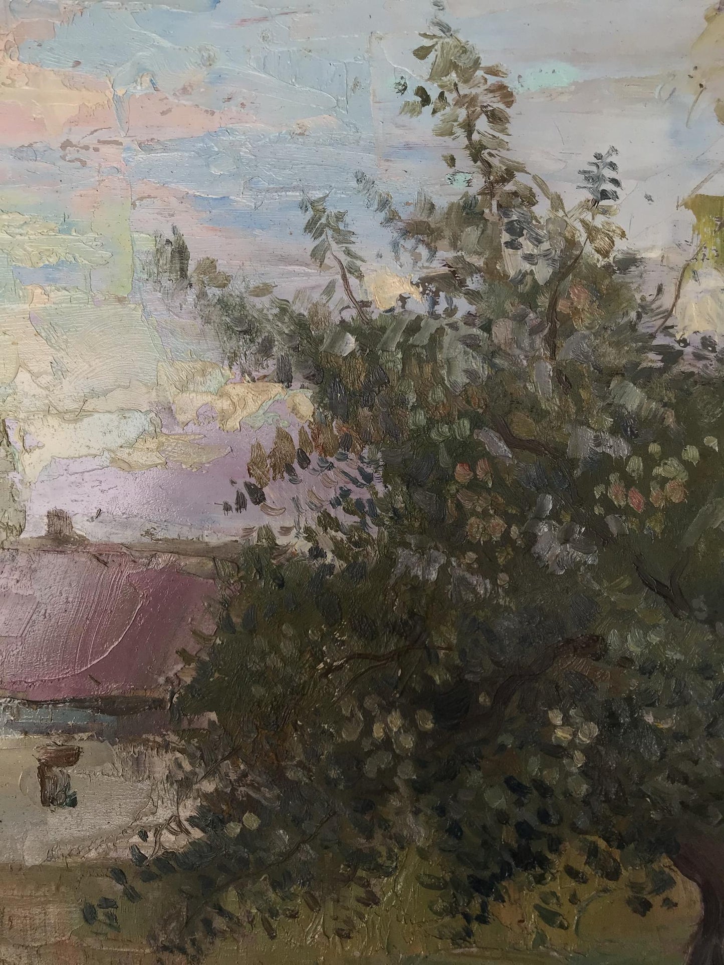 Oil Painting Village Nature Landscape