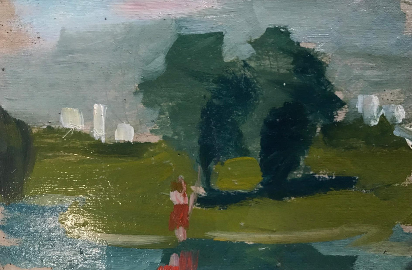 Oil painting Girl by the river Unknown artist