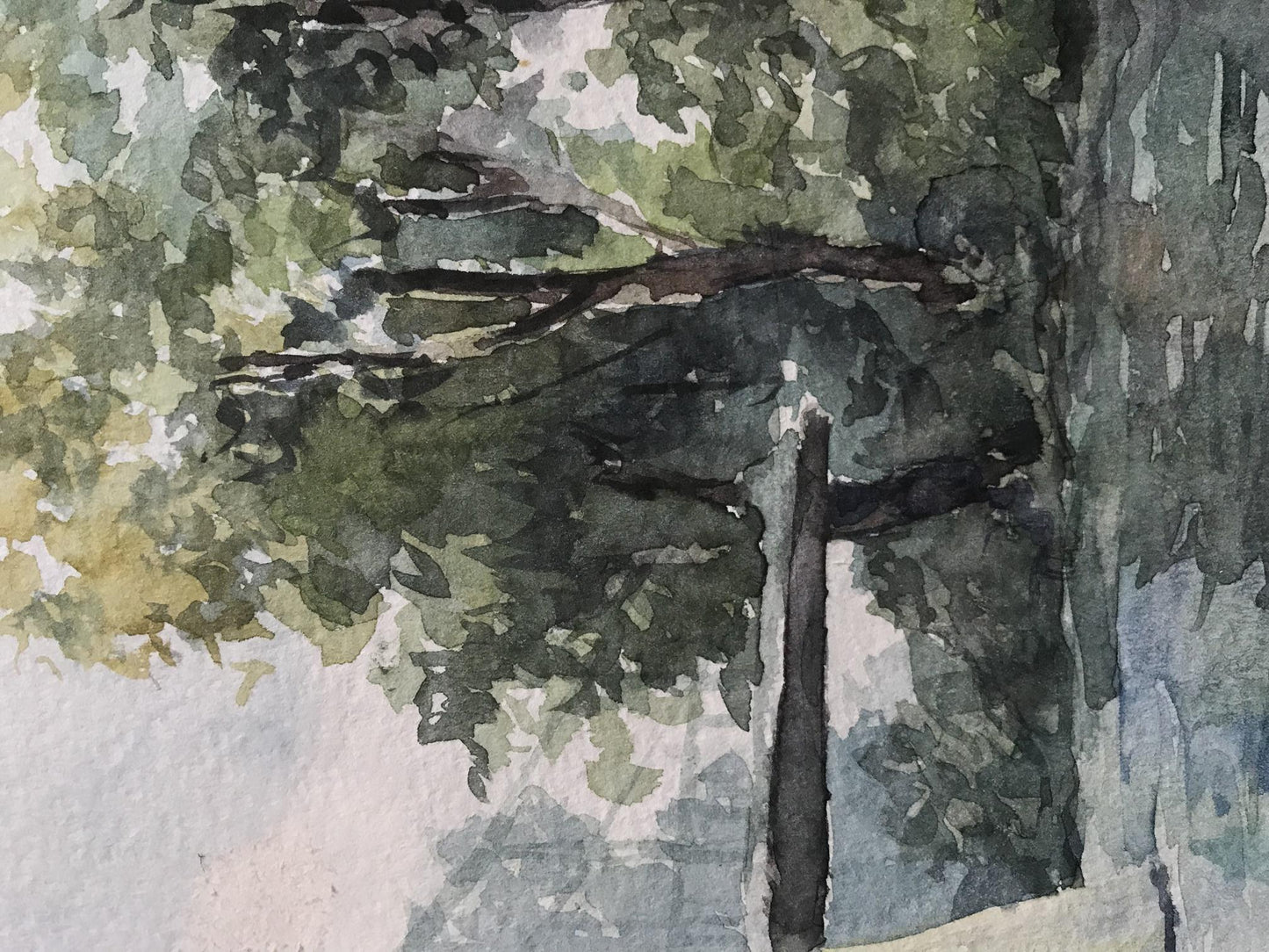 Watercolor painting City bridge Robets D.