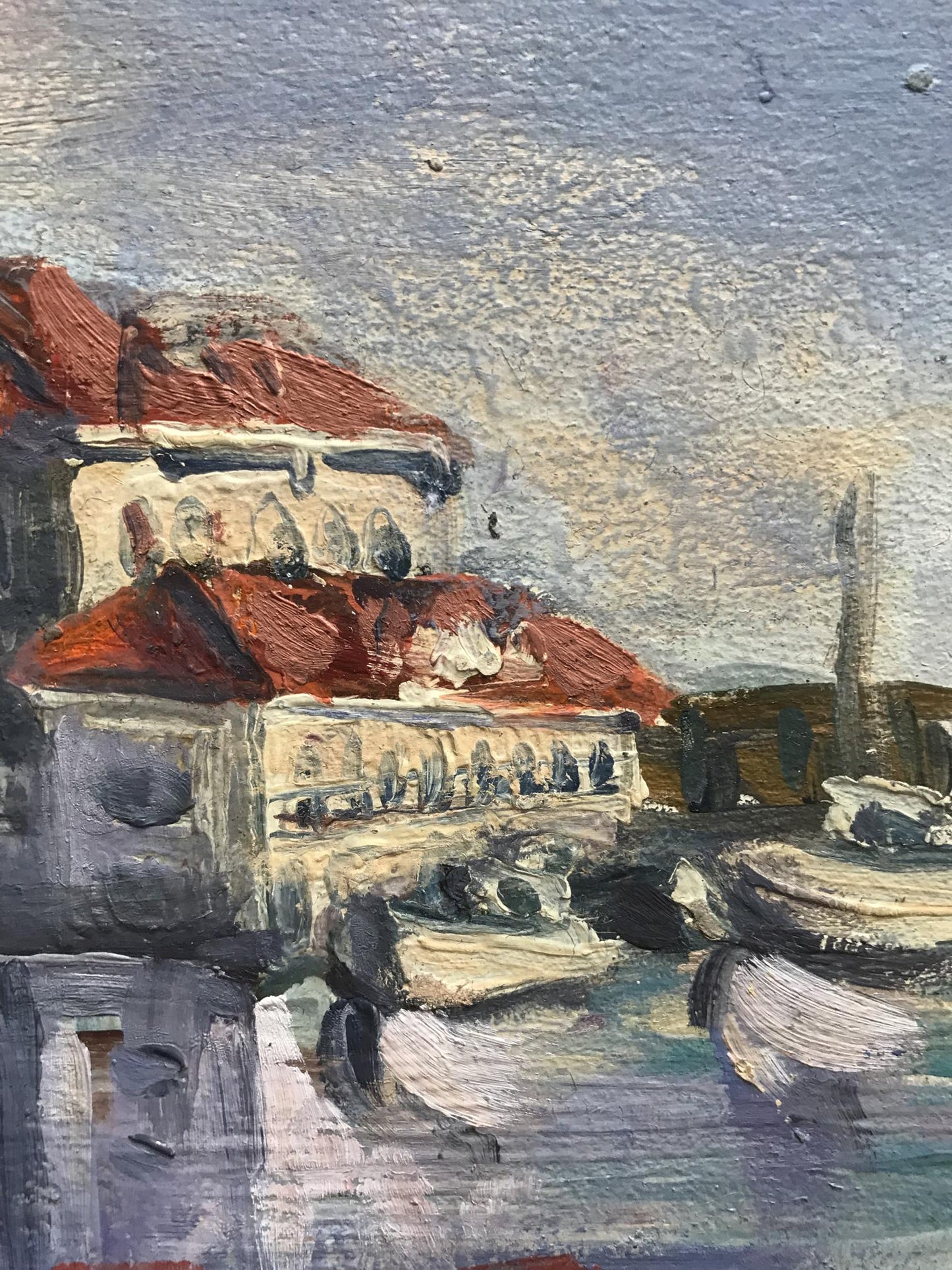 Oil painting Cottage by the river Unknown artist