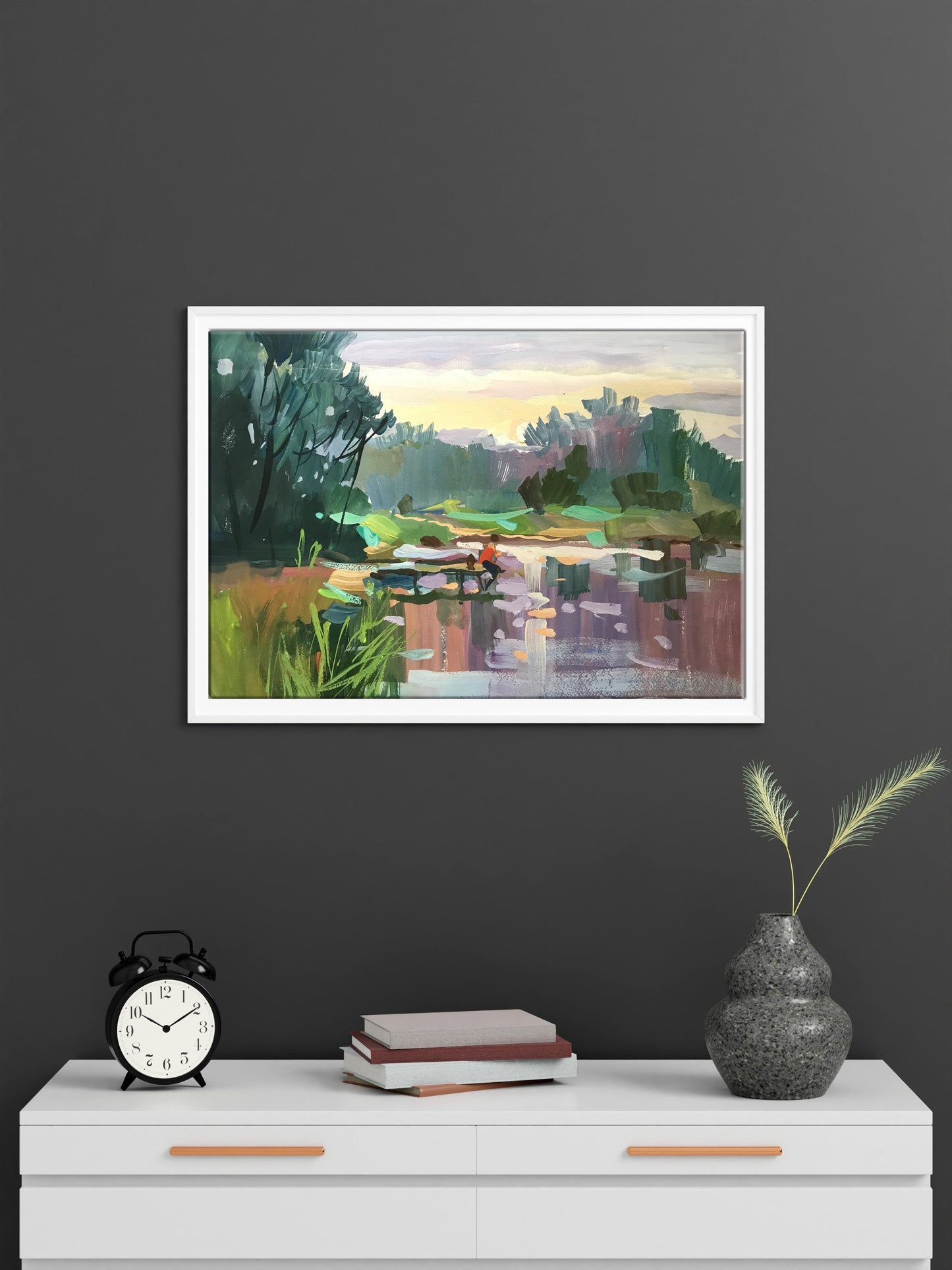 Oil painting By the pond Unknown artist