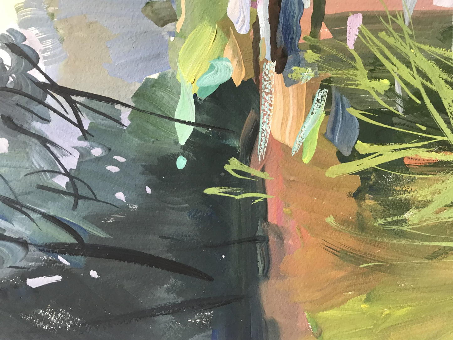 Oil painting By the pond Unknown artist