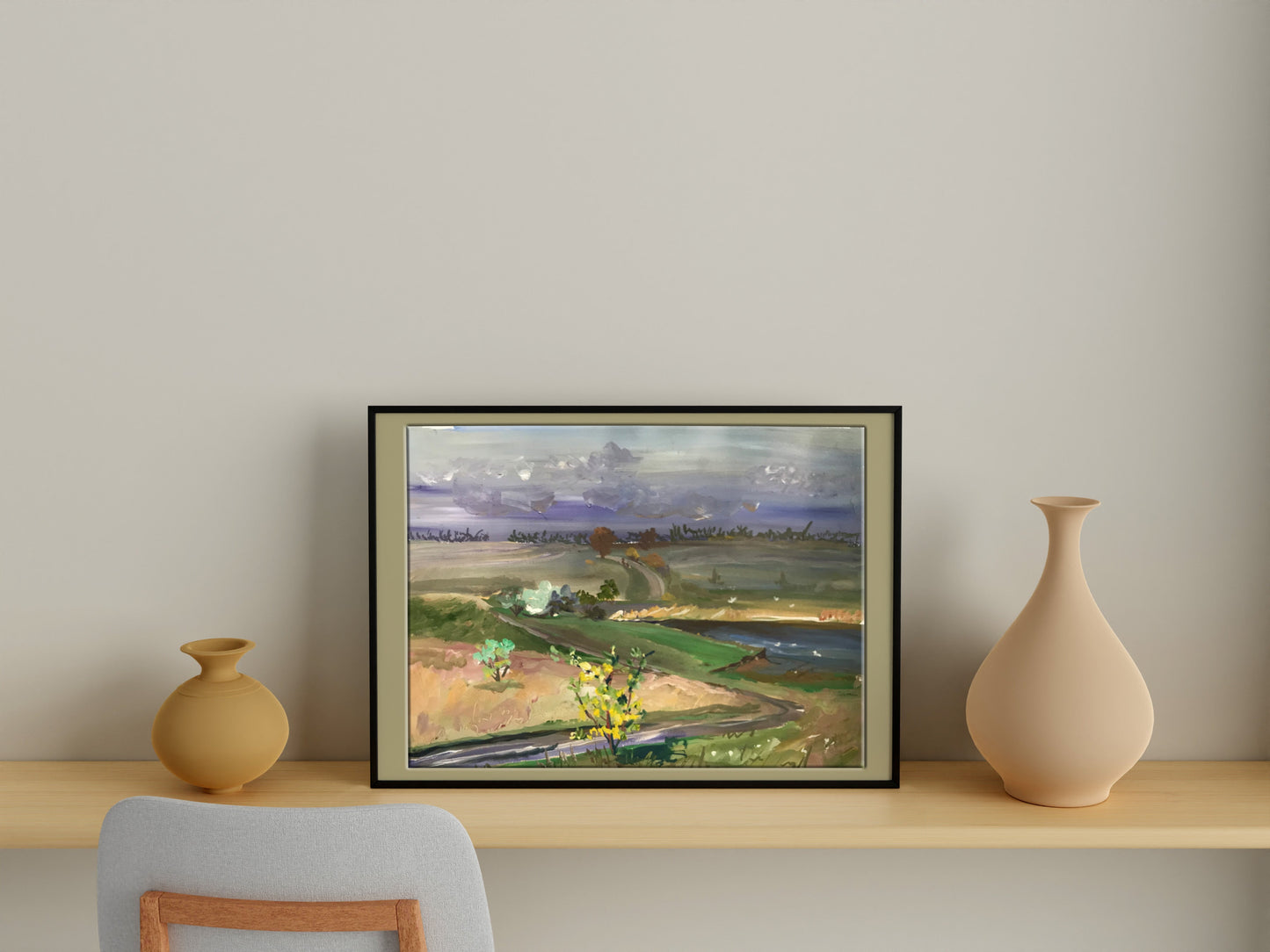 Oil painting It's raining Unknown artist