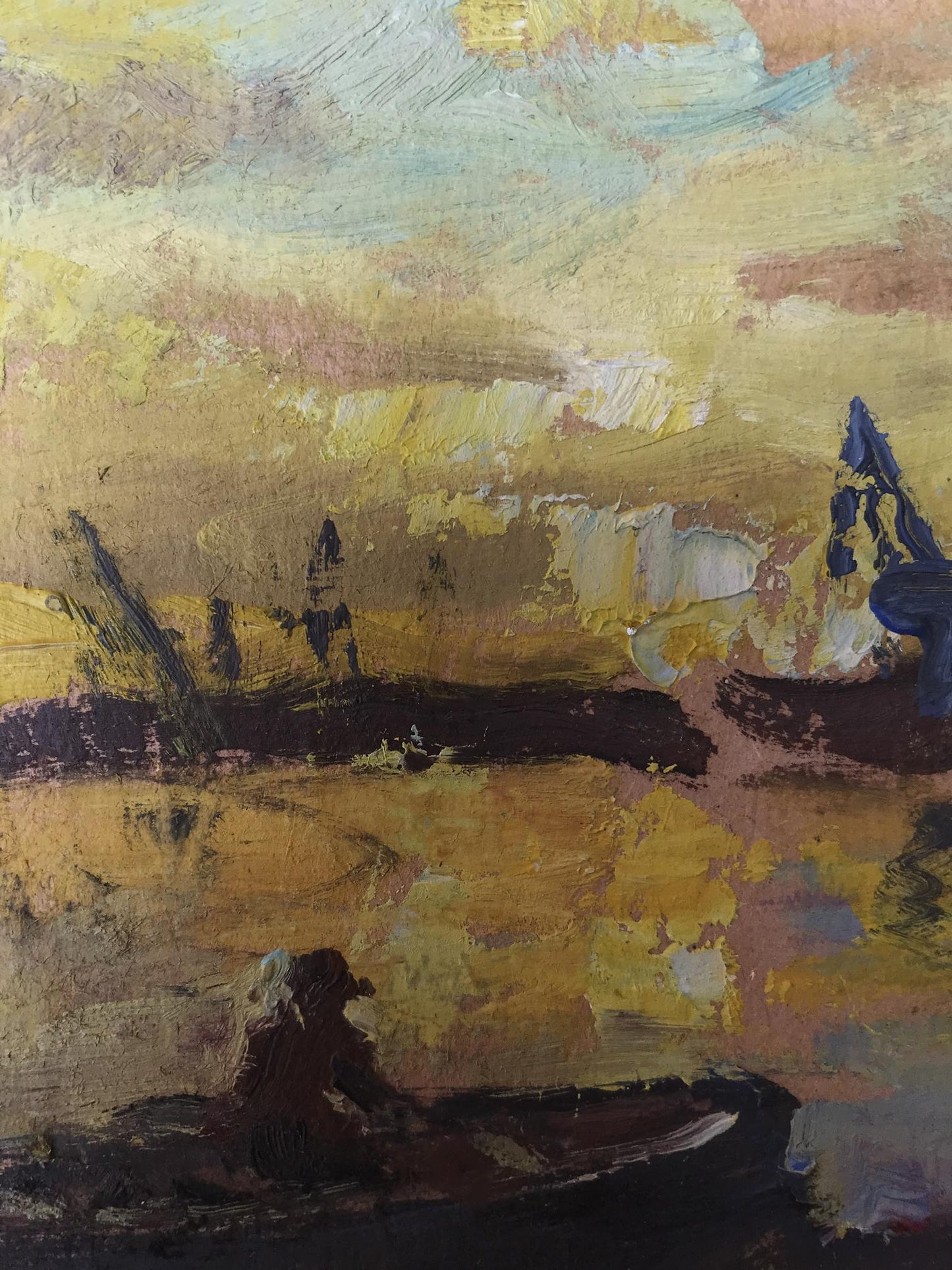 Oil painting Bright sunset Unknown artist