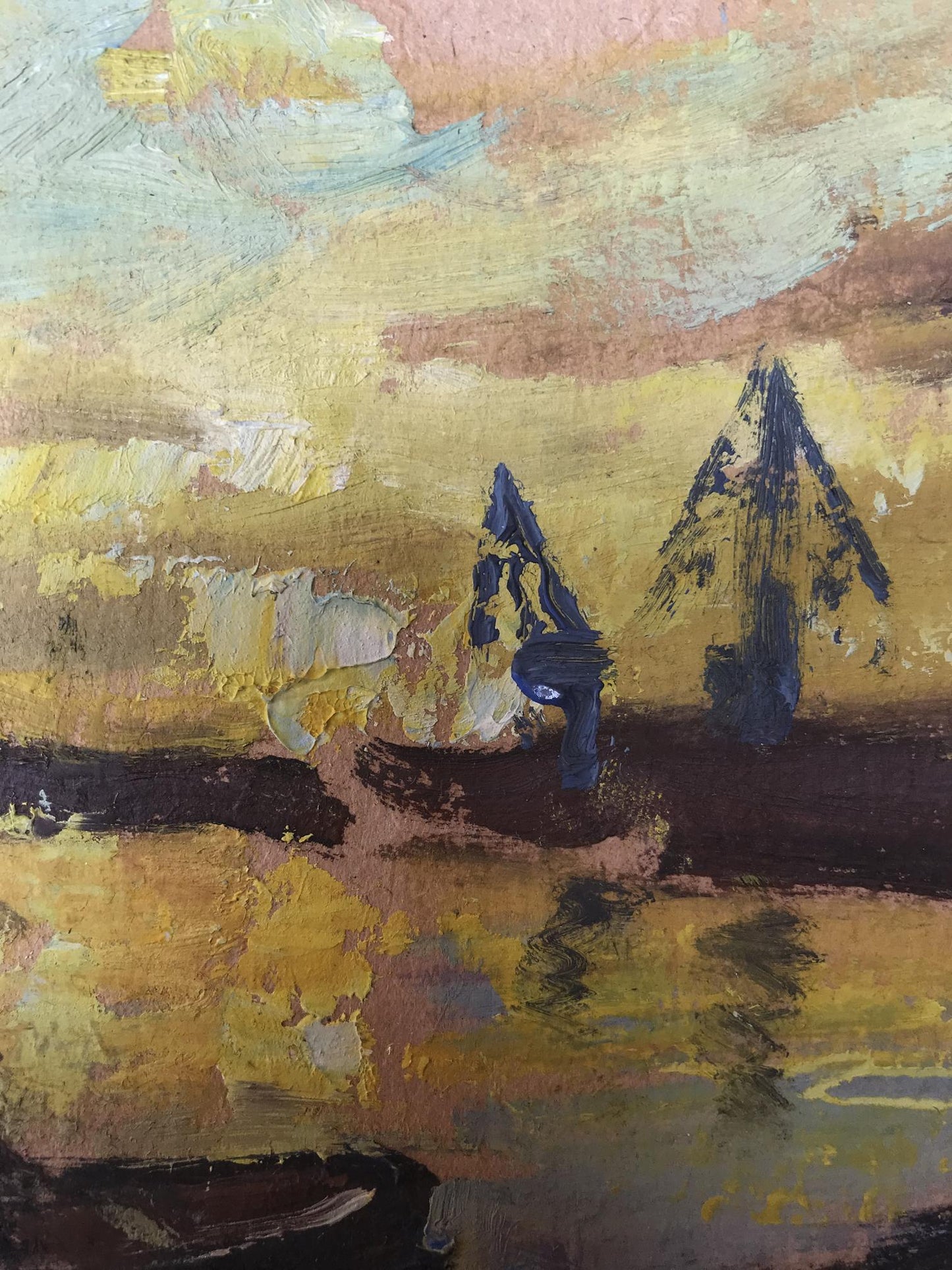 Oil painting Bright sunset Unknown artist