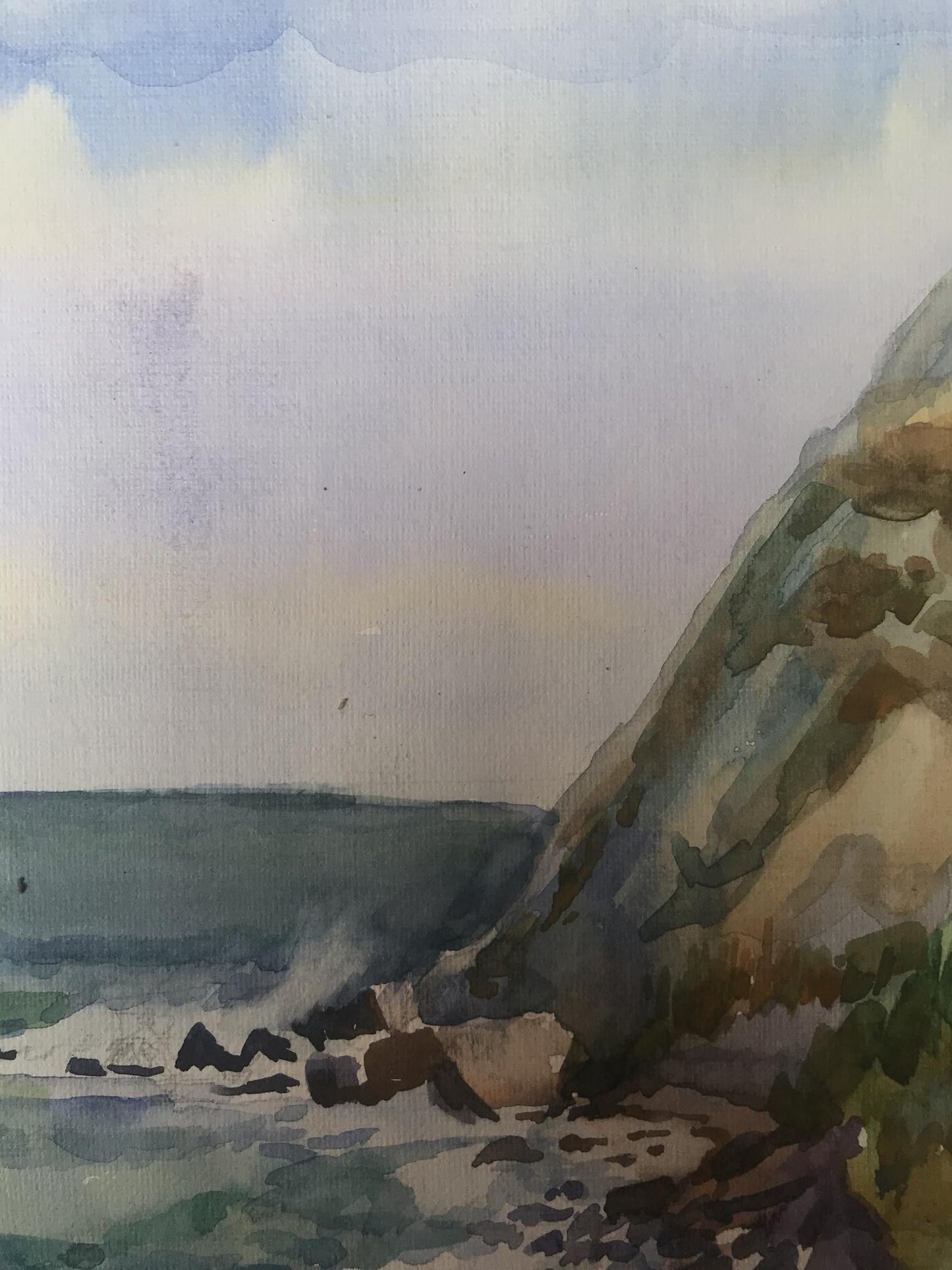 Watercolor painting Sea waves Unknown artist