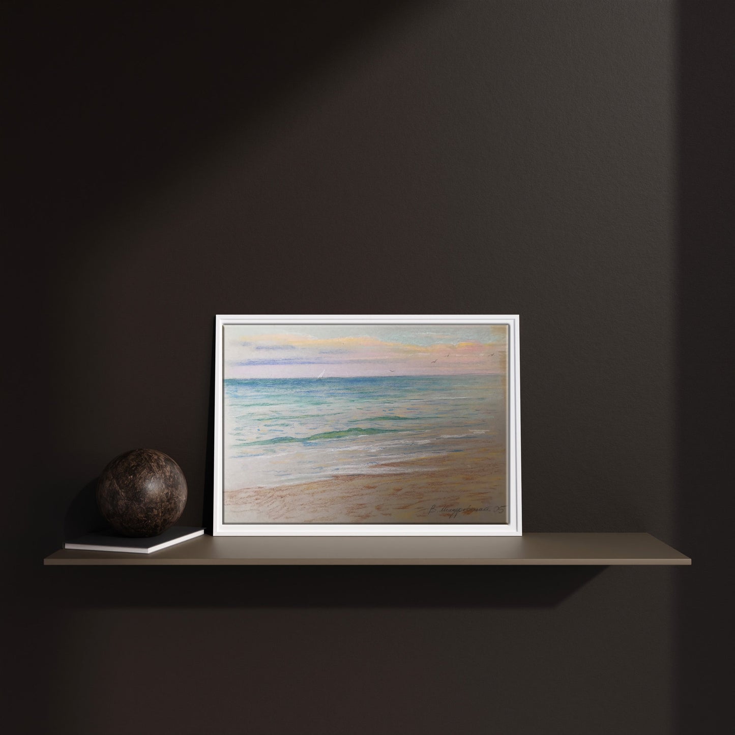 Pencils painting Dawn on the sea