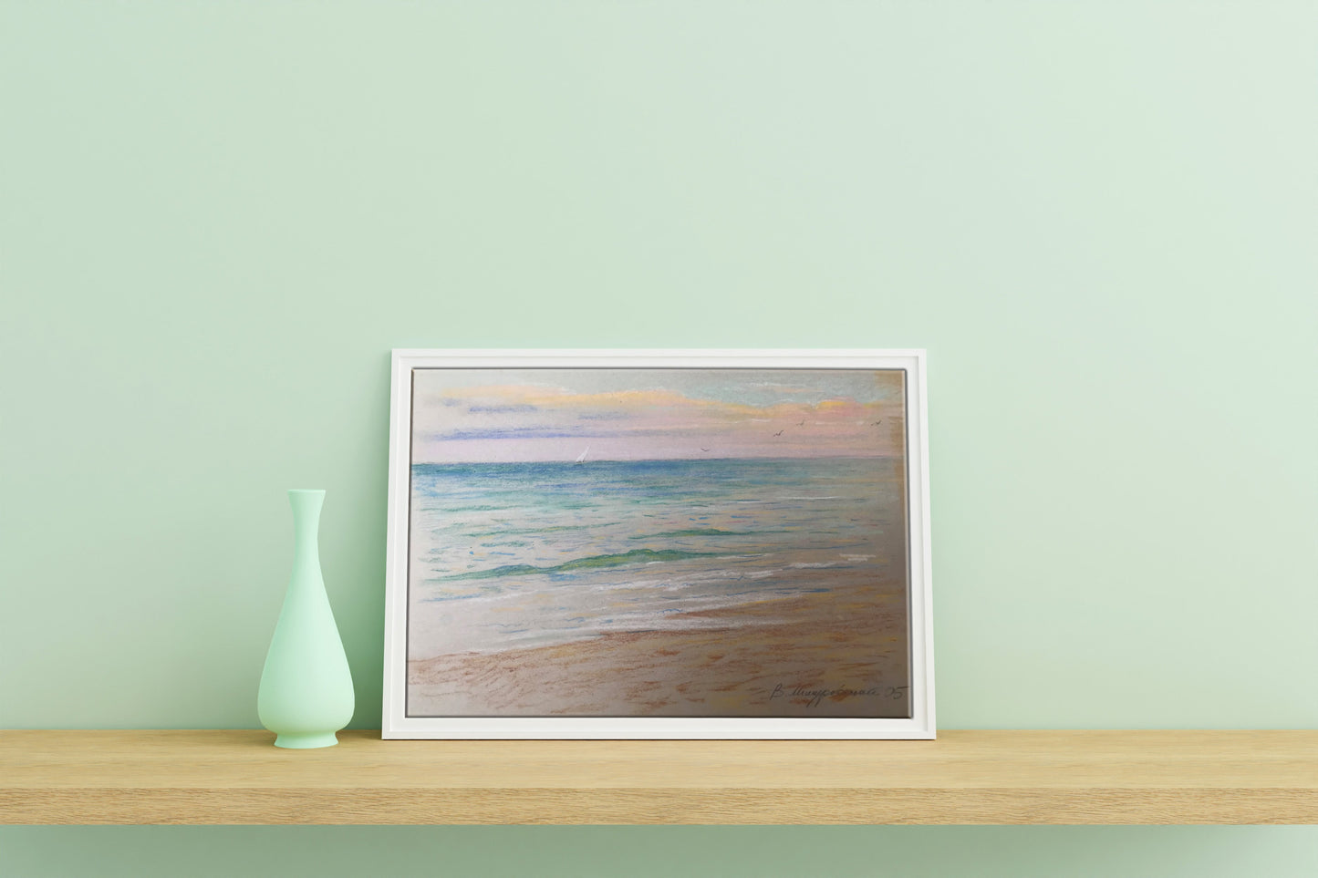 Pencils painting sea