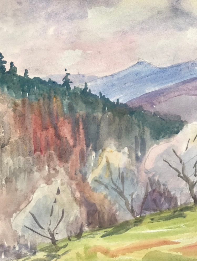 Watercolor painting House in the mountains Unknown artist