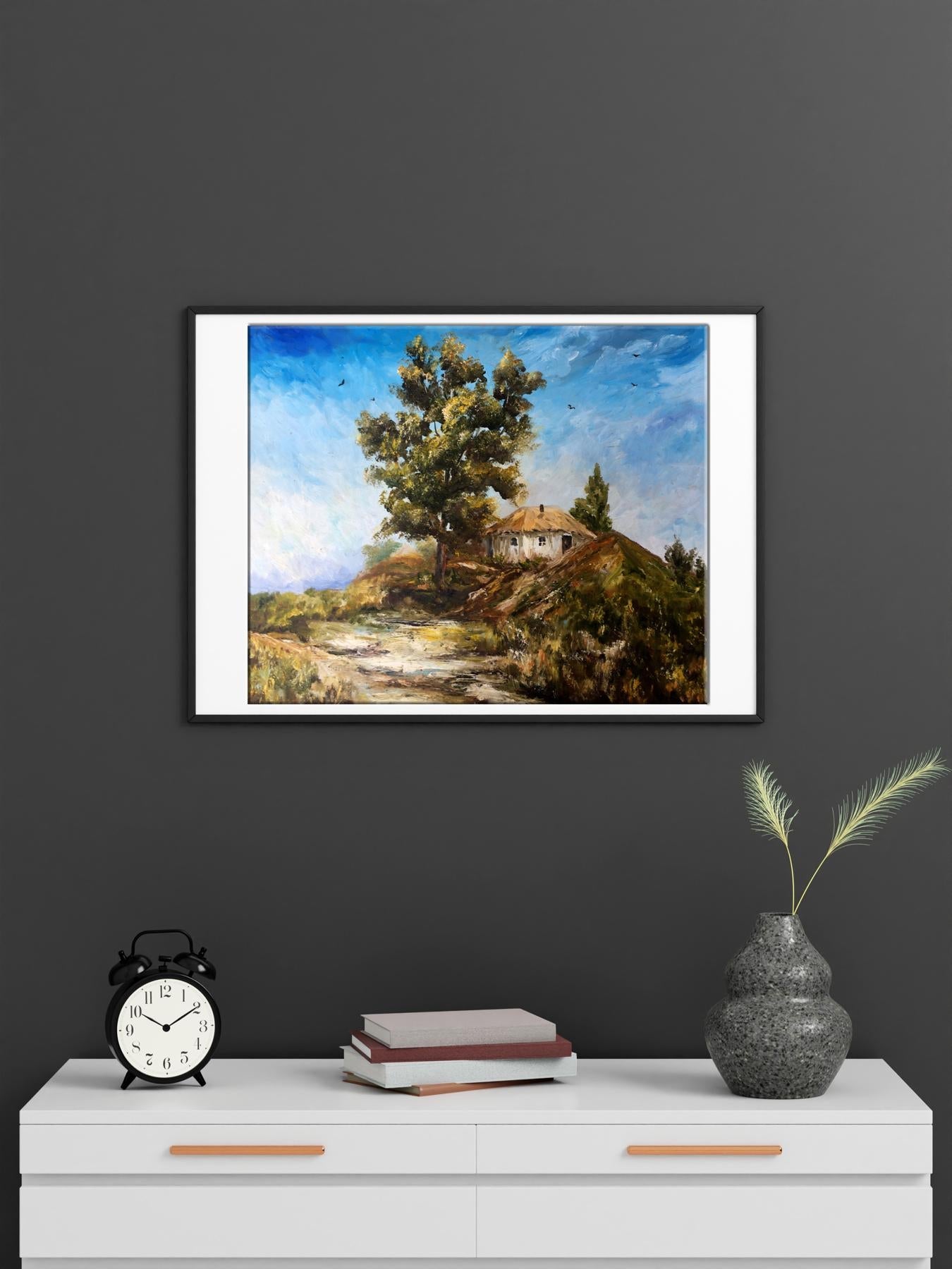 Oil painting A house in the mountains Unknown artist