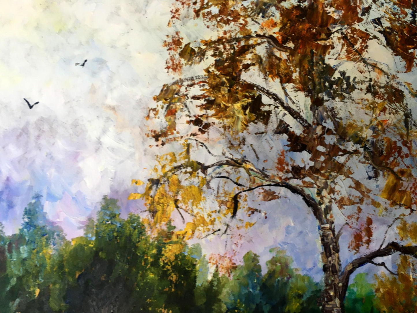 Oil painting Haystacks and forest Unknown artist
