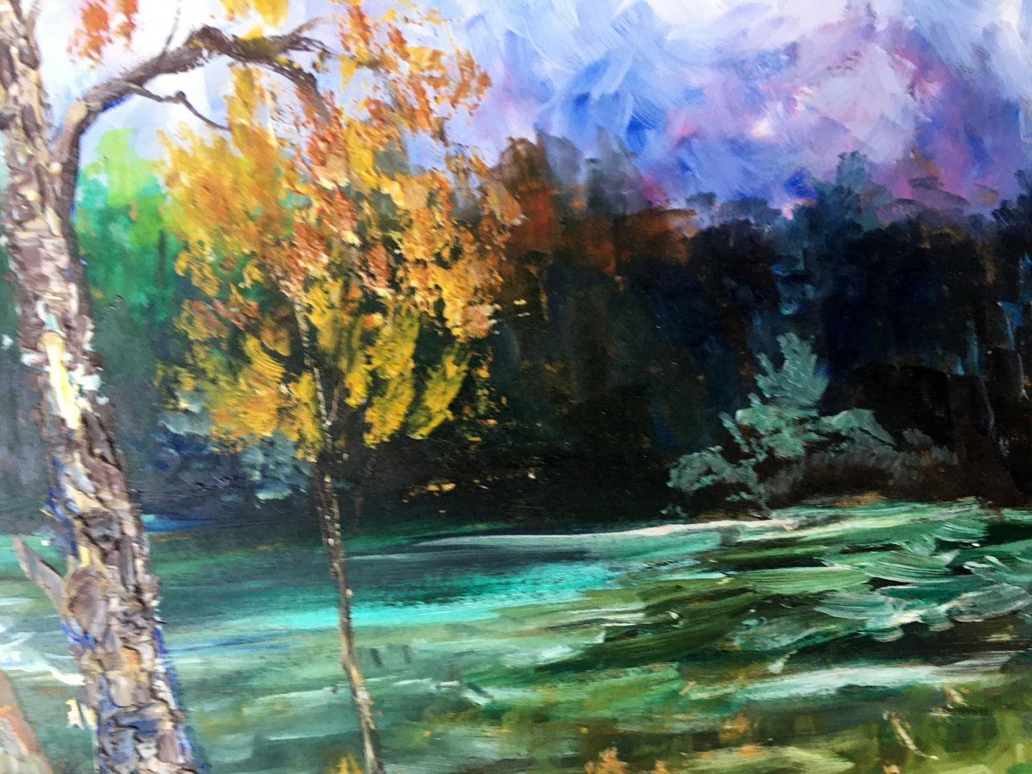 Oil painting Haystacks and forest Unknown artist