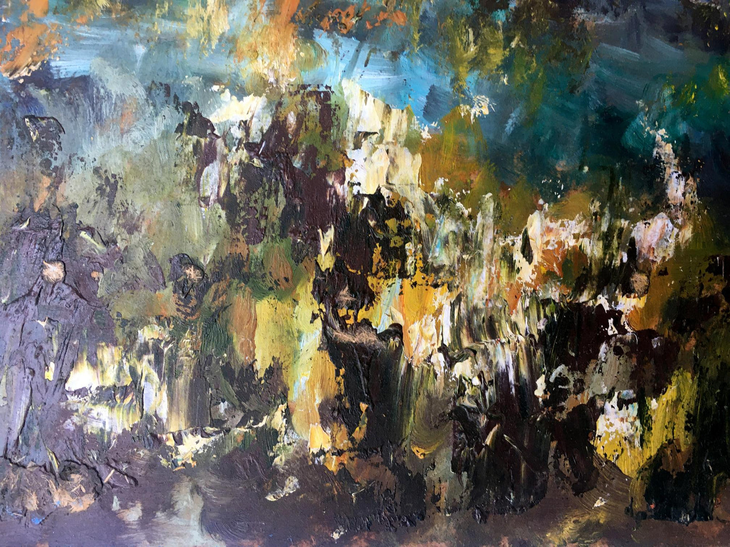 Oil painting Haystacks and forest Unknown artist