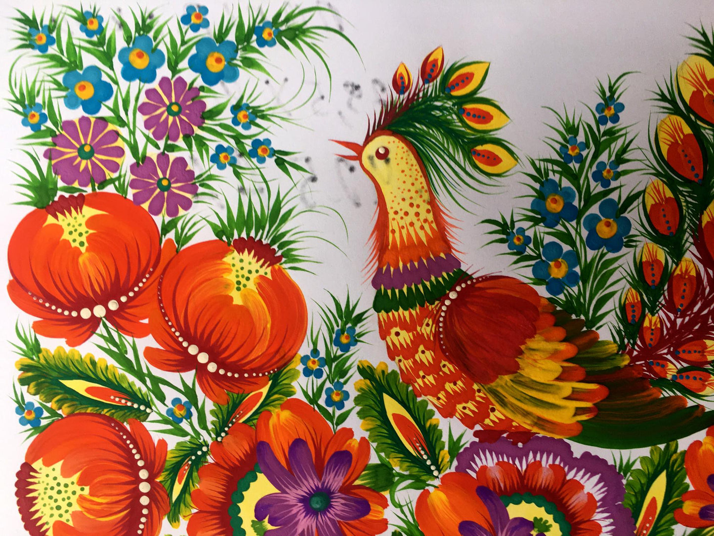 Acrylic painting Peacock Trenbach K.