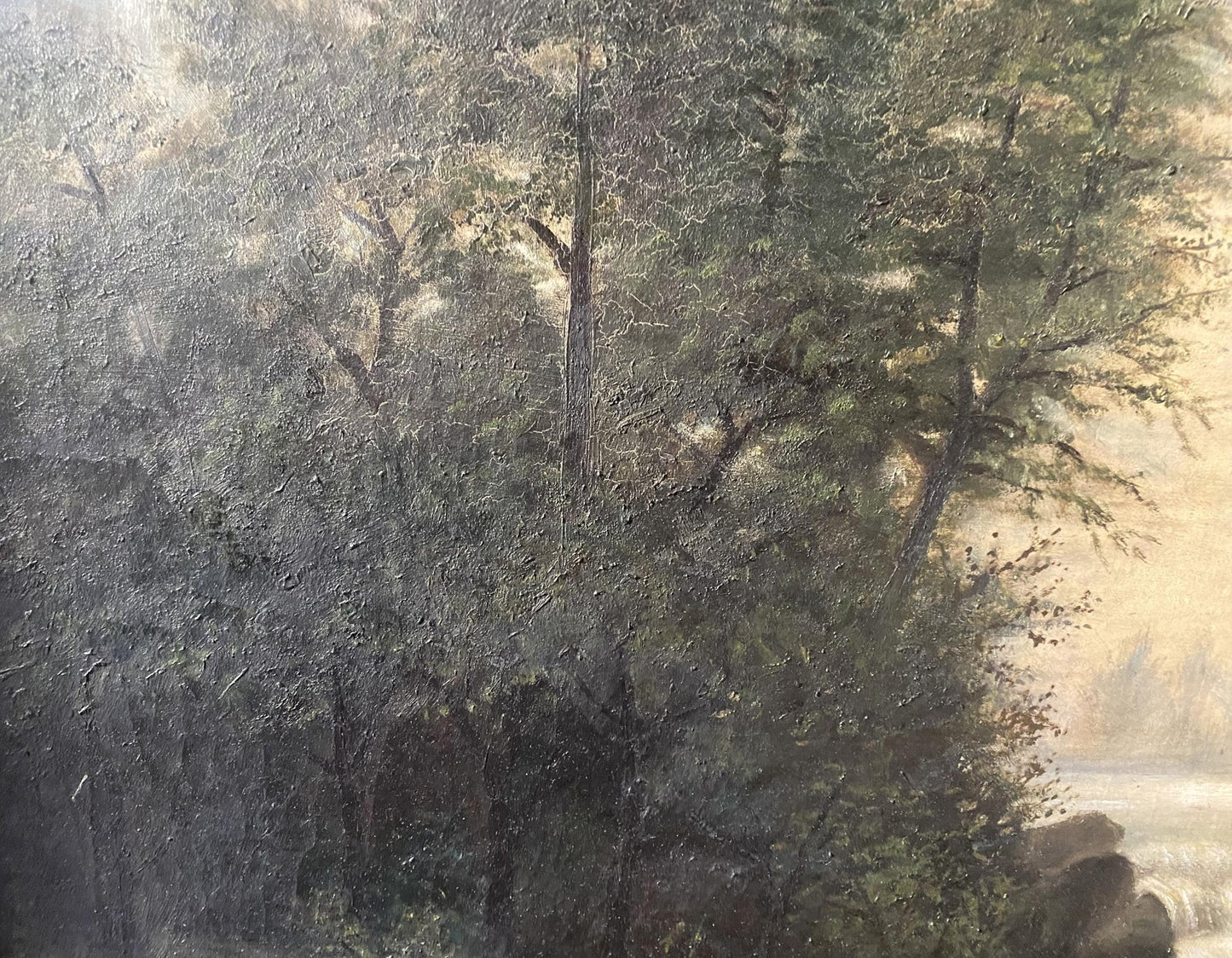 Oil painting House near the river European artist