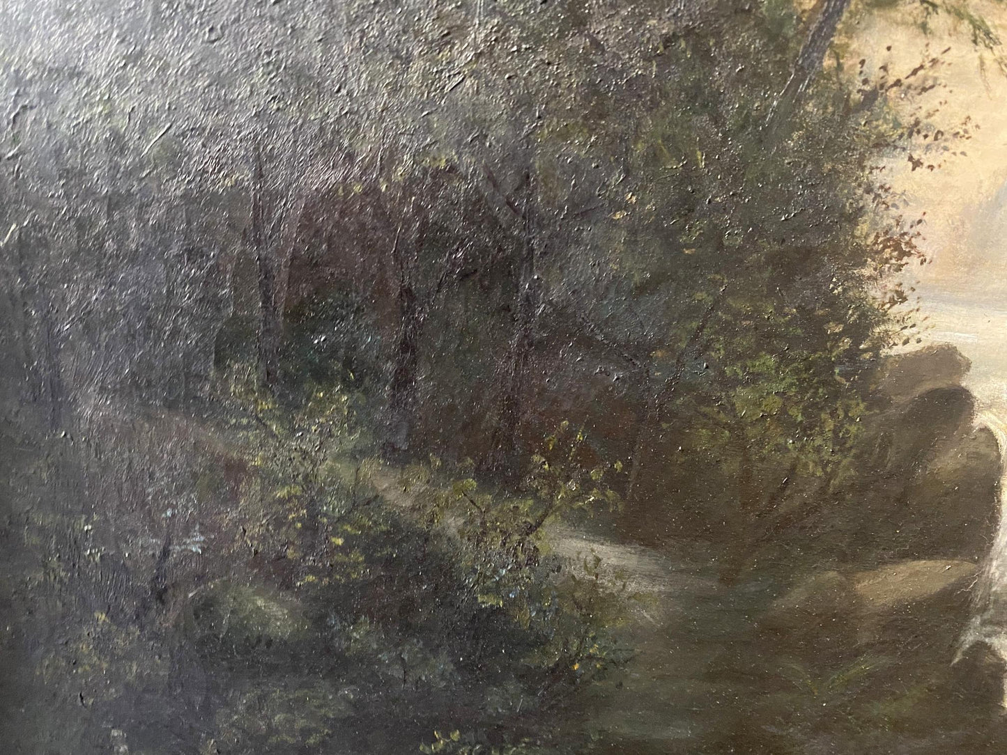 Oil painting House near the river European artist