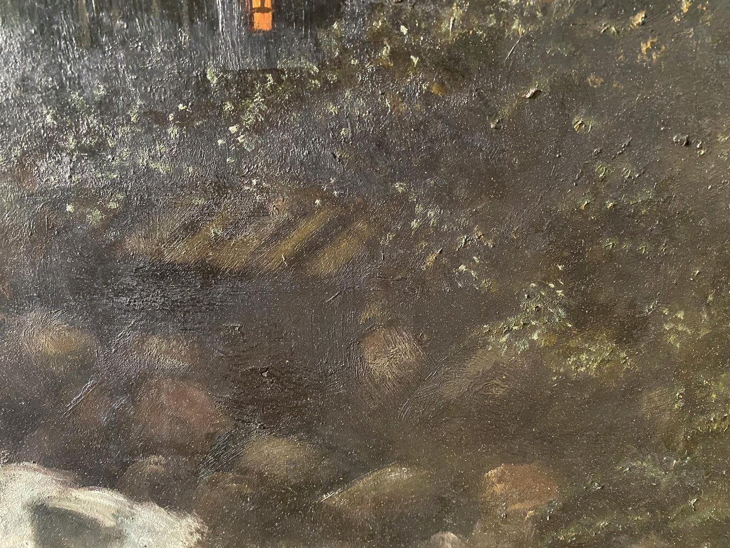 Oil painting House near the river European artist