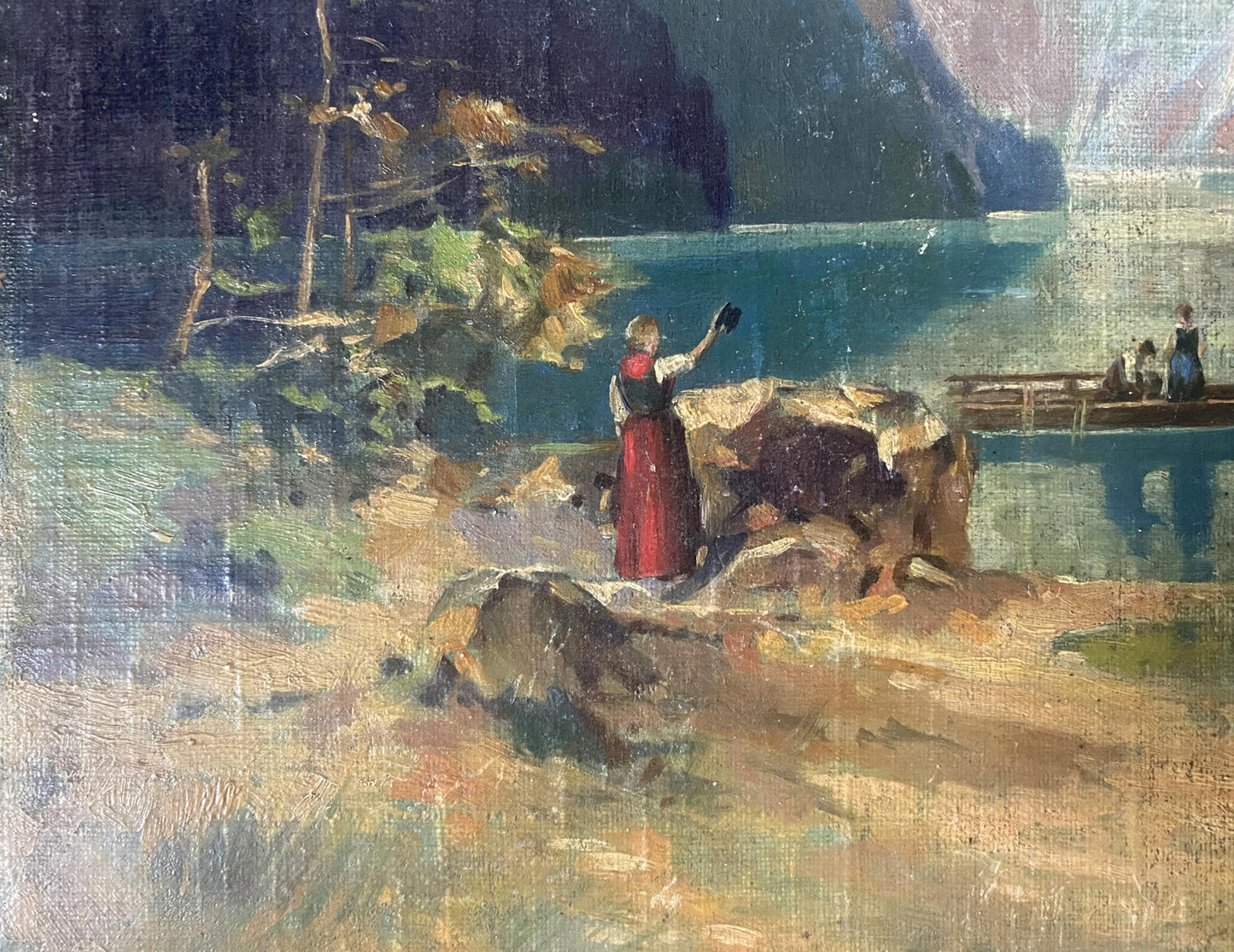 Oil painting Mountain river Albert Jean Adolphe