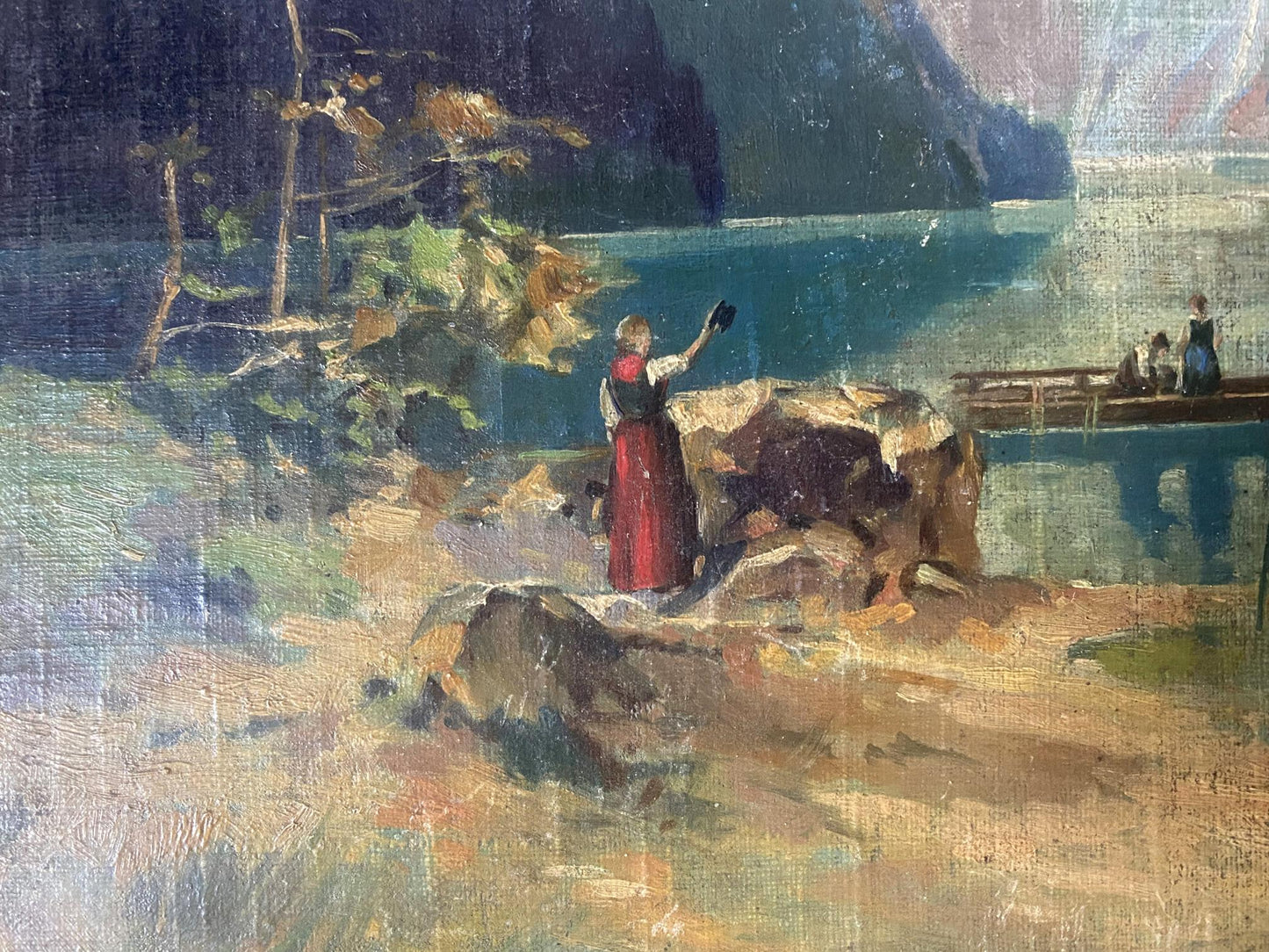 Oil painting Mountain river Albert Jean Adolphe