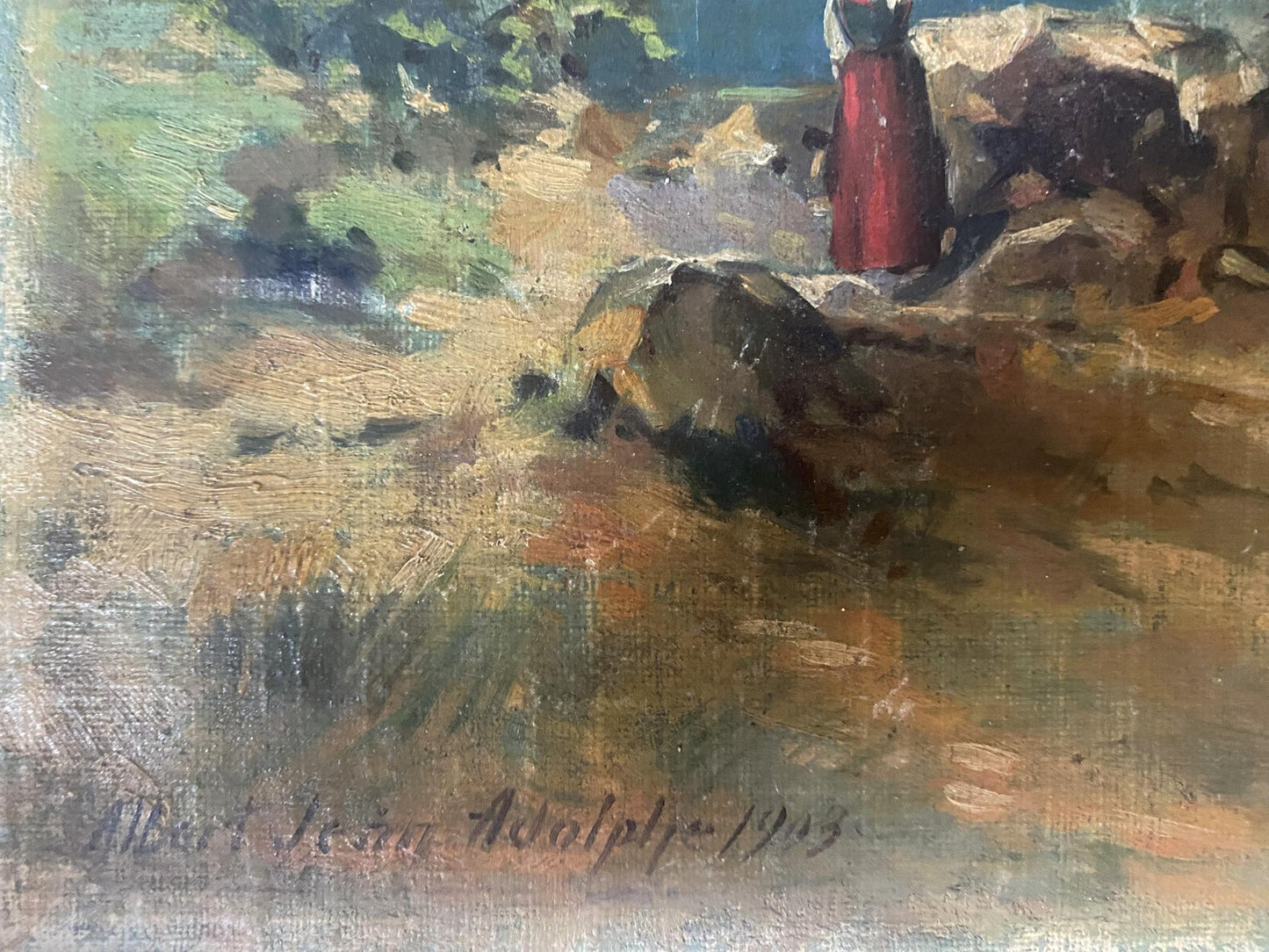 Oil painting Mountain river Albert Jean Adolphe