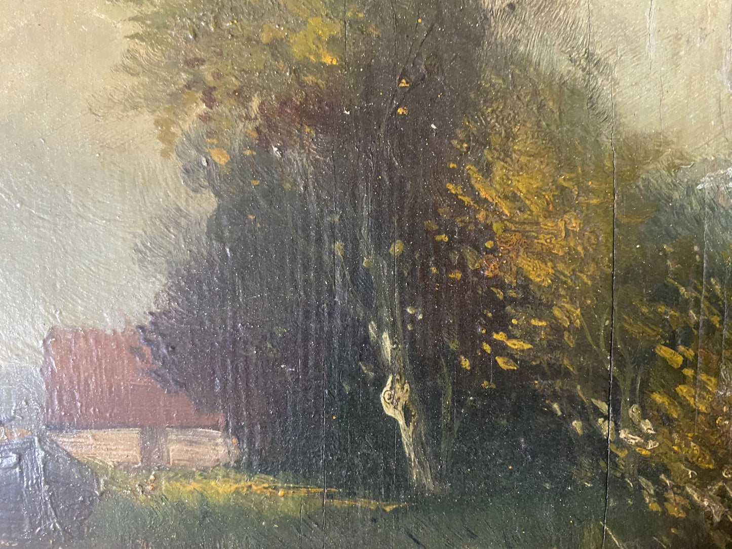 Oil painting River bank European artist