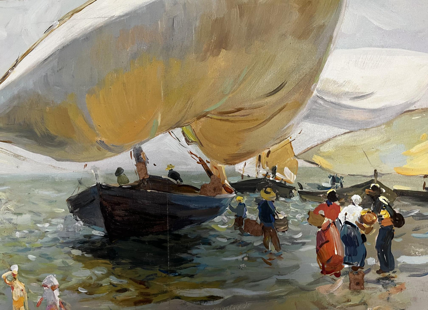 Oil painting Boat boarding Barabash Svyatoslav Sergeevich