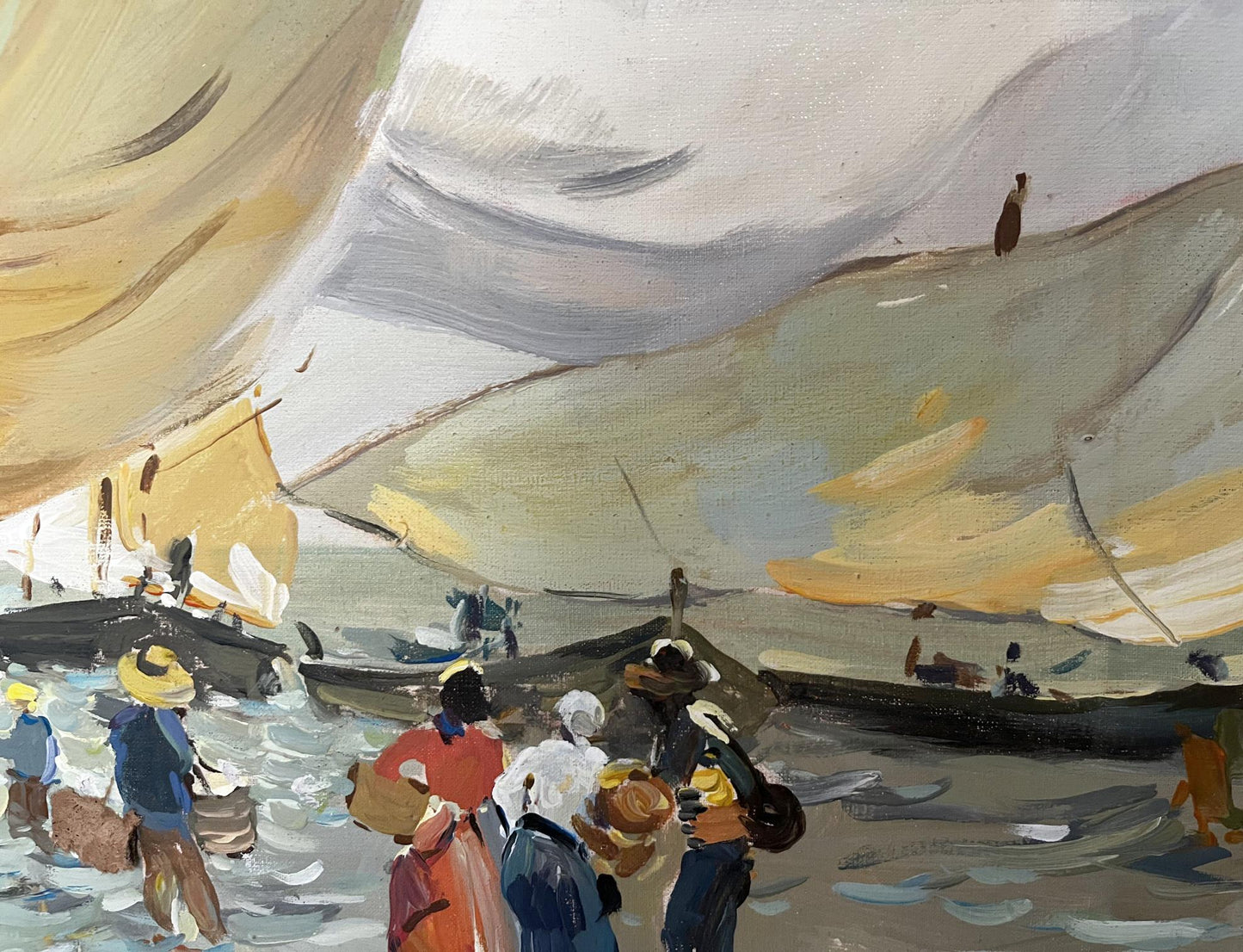 Oil painting Boat boarding Barabash Svyatoslav Sergeevich