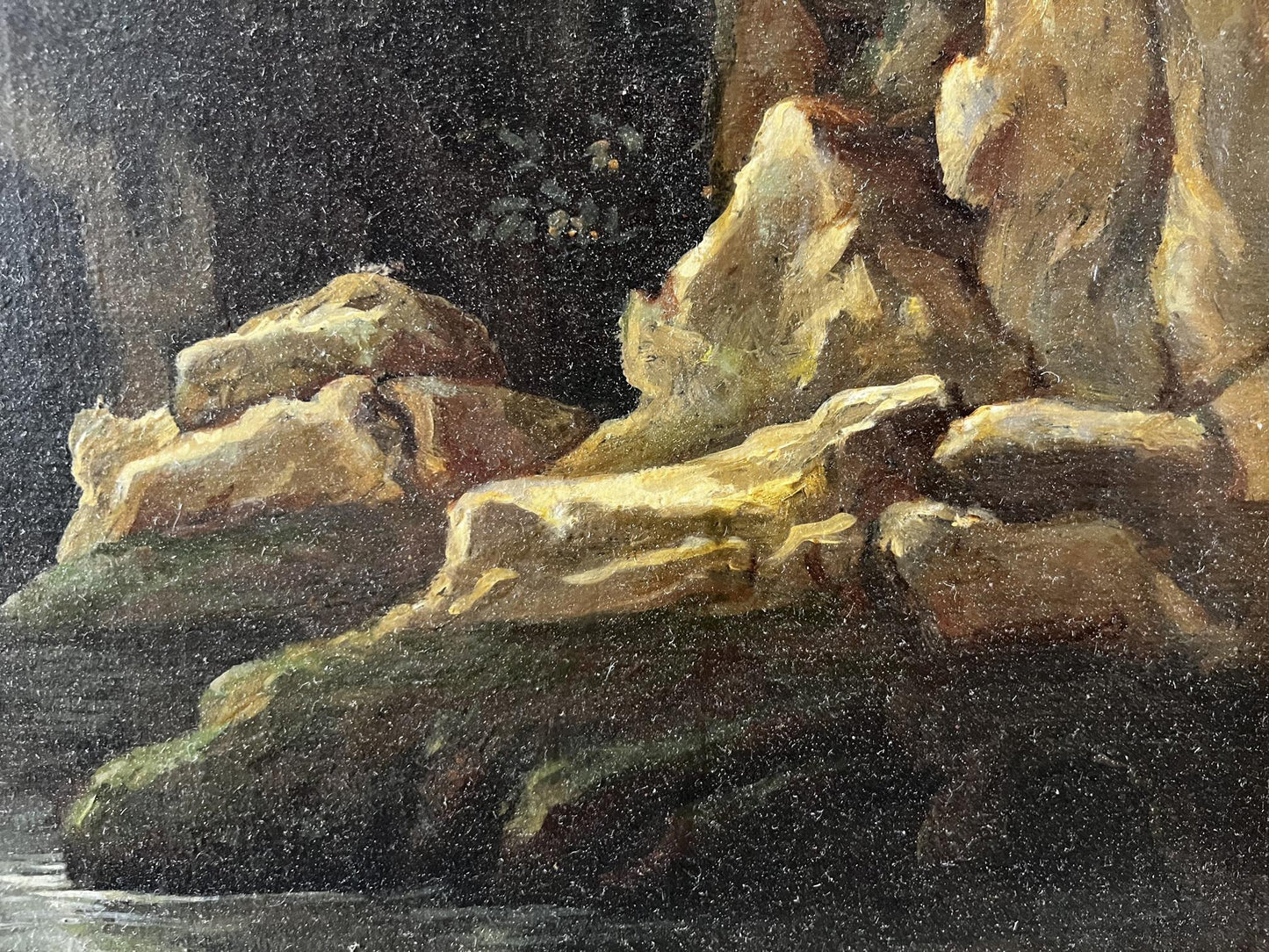 Oil painting Mountain waterfall European artist