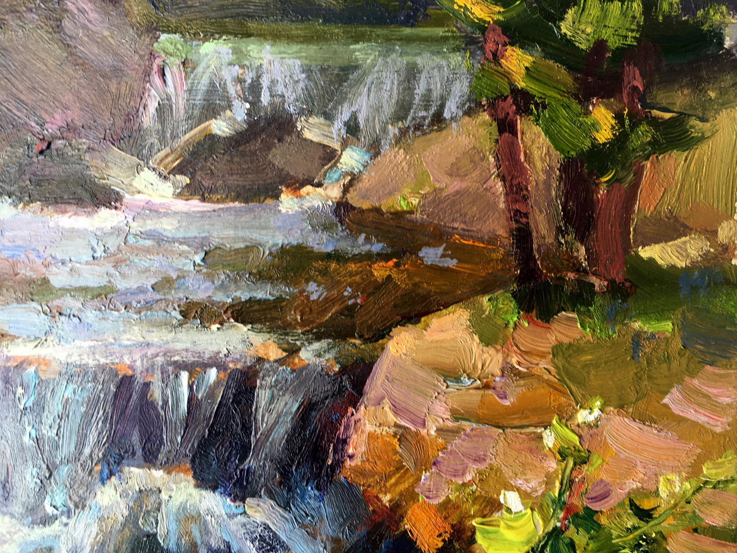 Oil painting Mountain waterfall Batrakov Vladimir Grigorievich