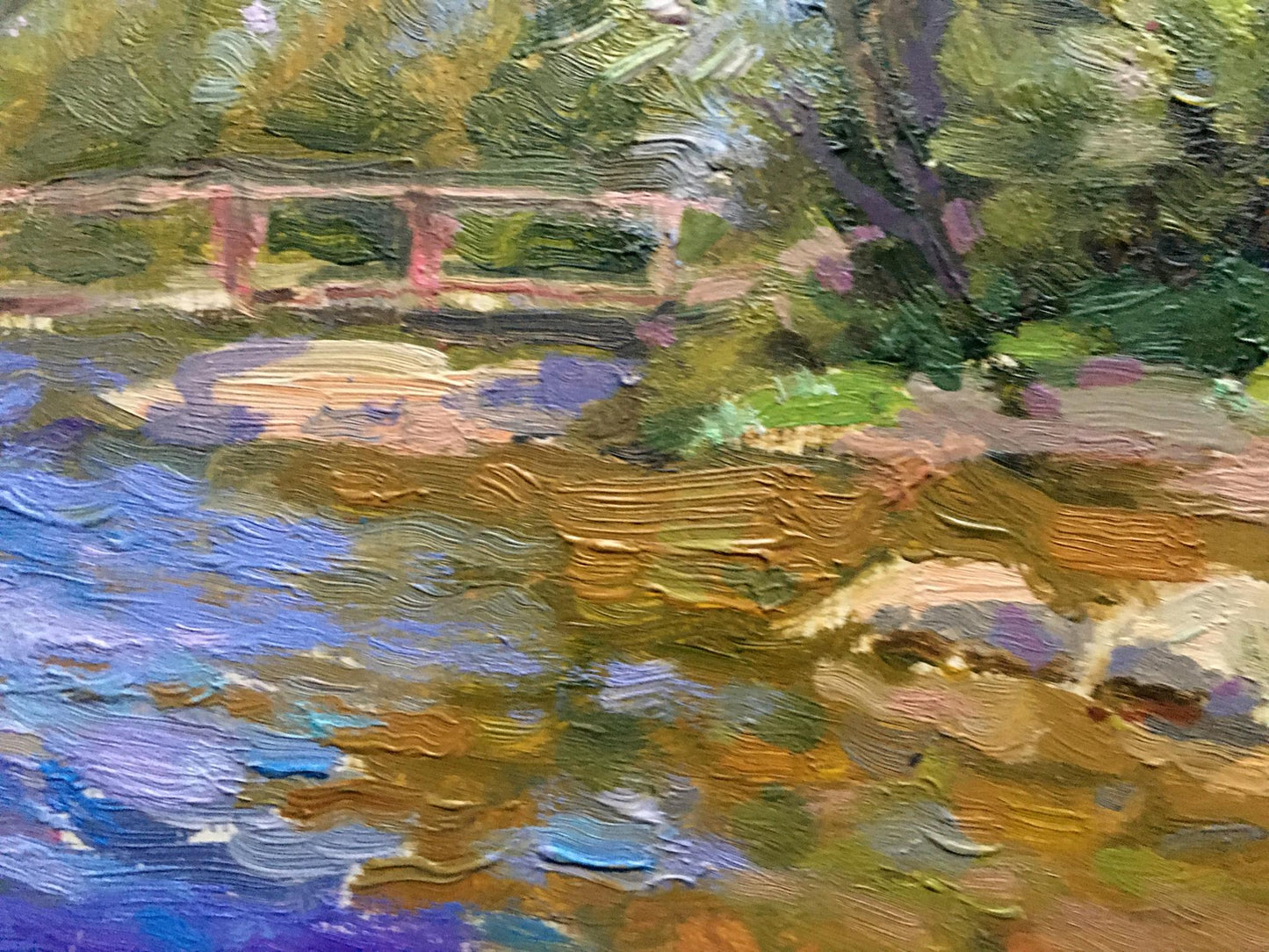 Oil painting Bridge over river Batrakov Vladimir Grigorievich