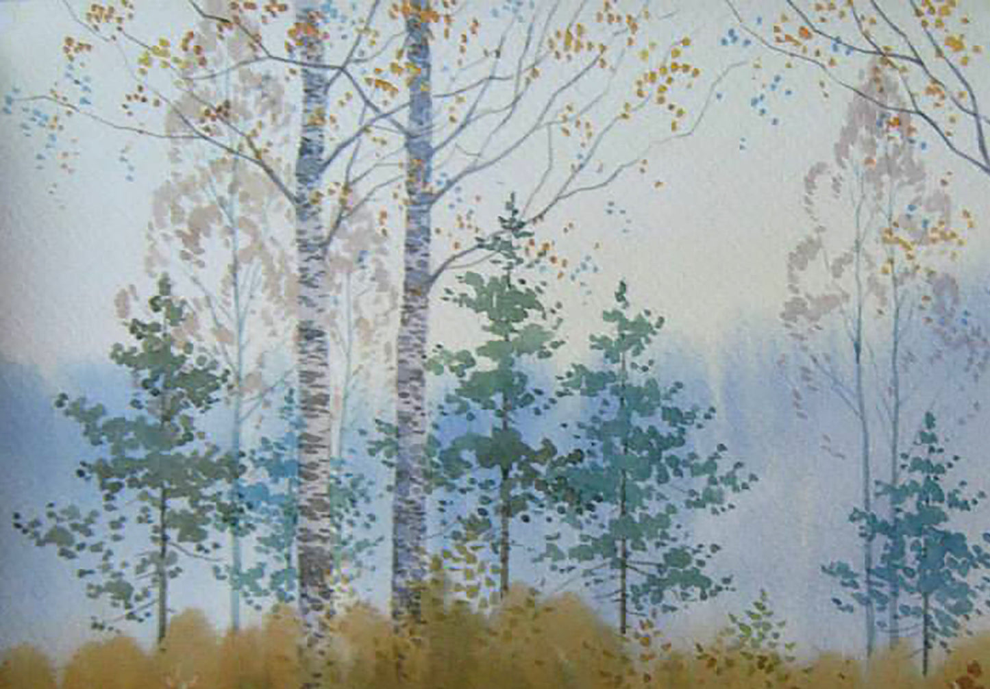 Watercolor painting Nature Landscape Etude Savenets Valery