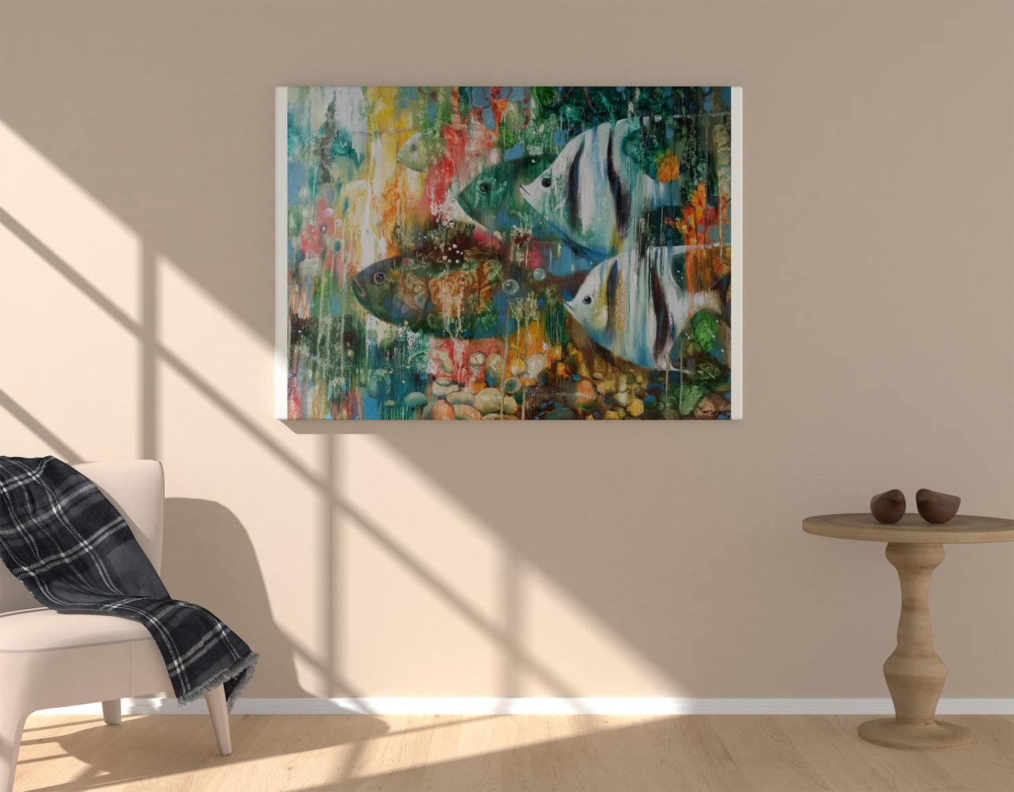 Abstract oil painting Fishes