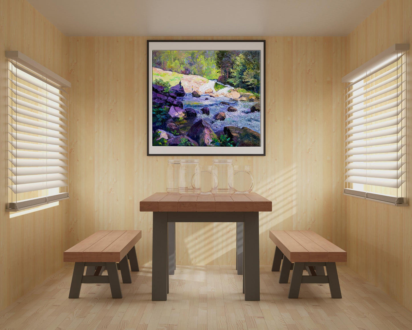 Oil painting waterfall