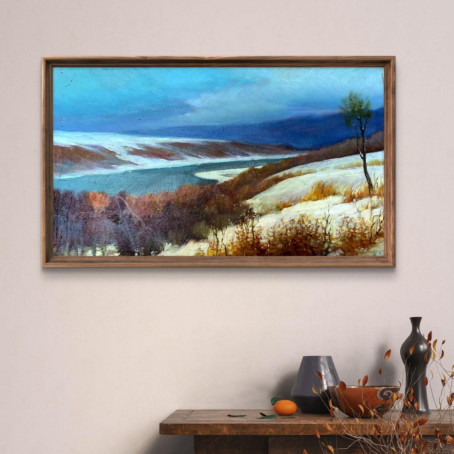 Oil painting The field was covered with snow Mykhailo Burdylo