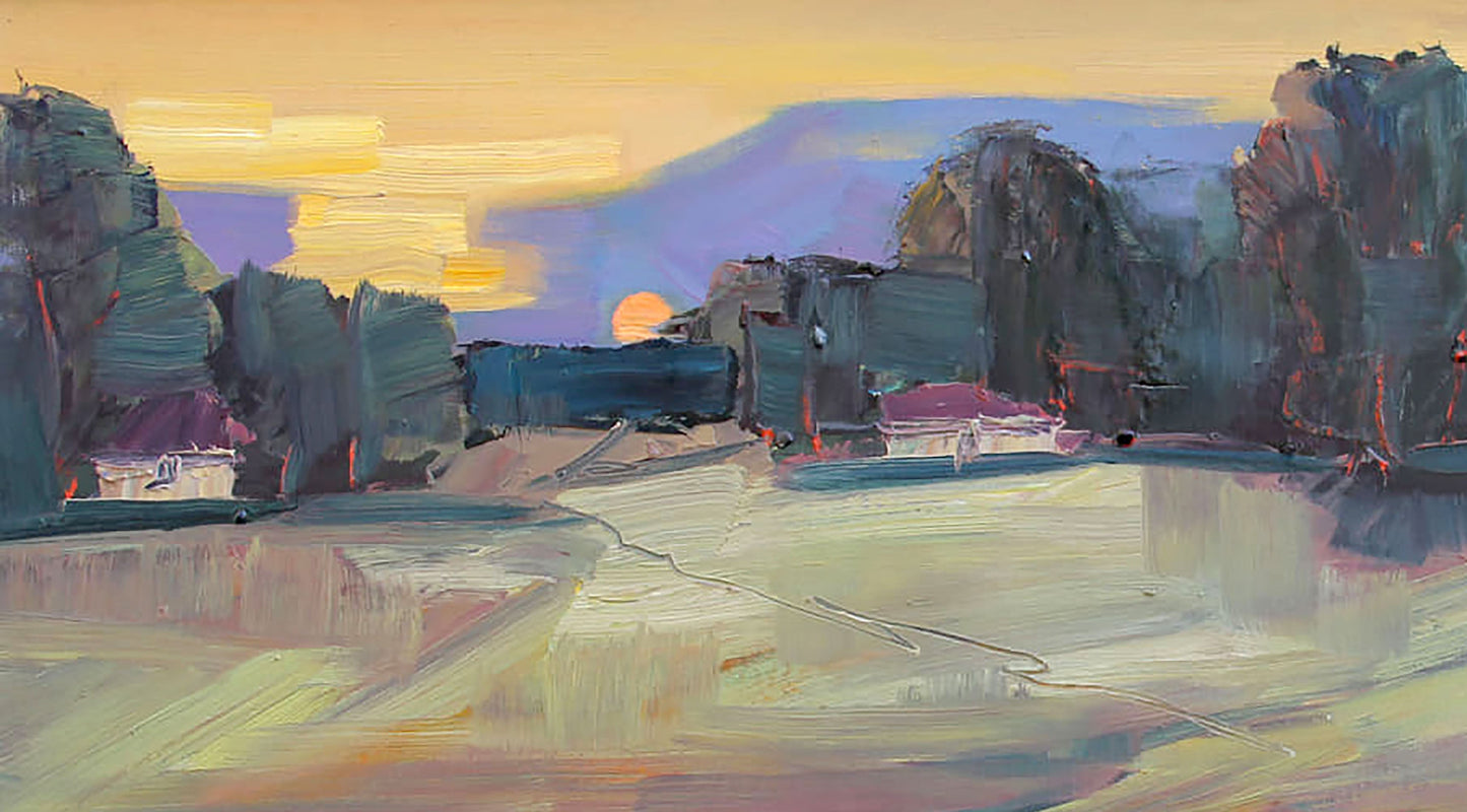 Abstract Oil painting Village landscape Mazur Vladimir