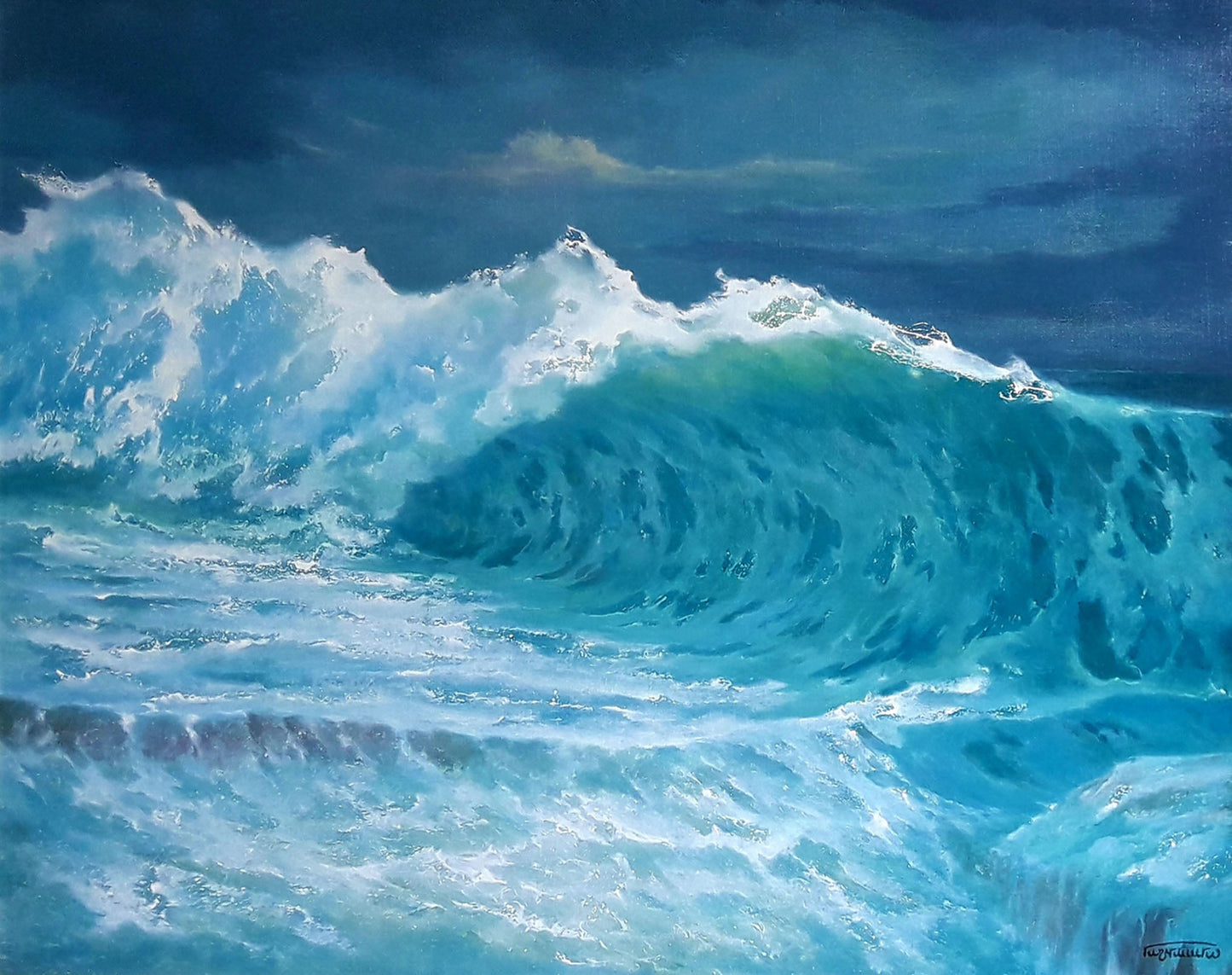Oil painting Seascape with waves Vasily Korkishko