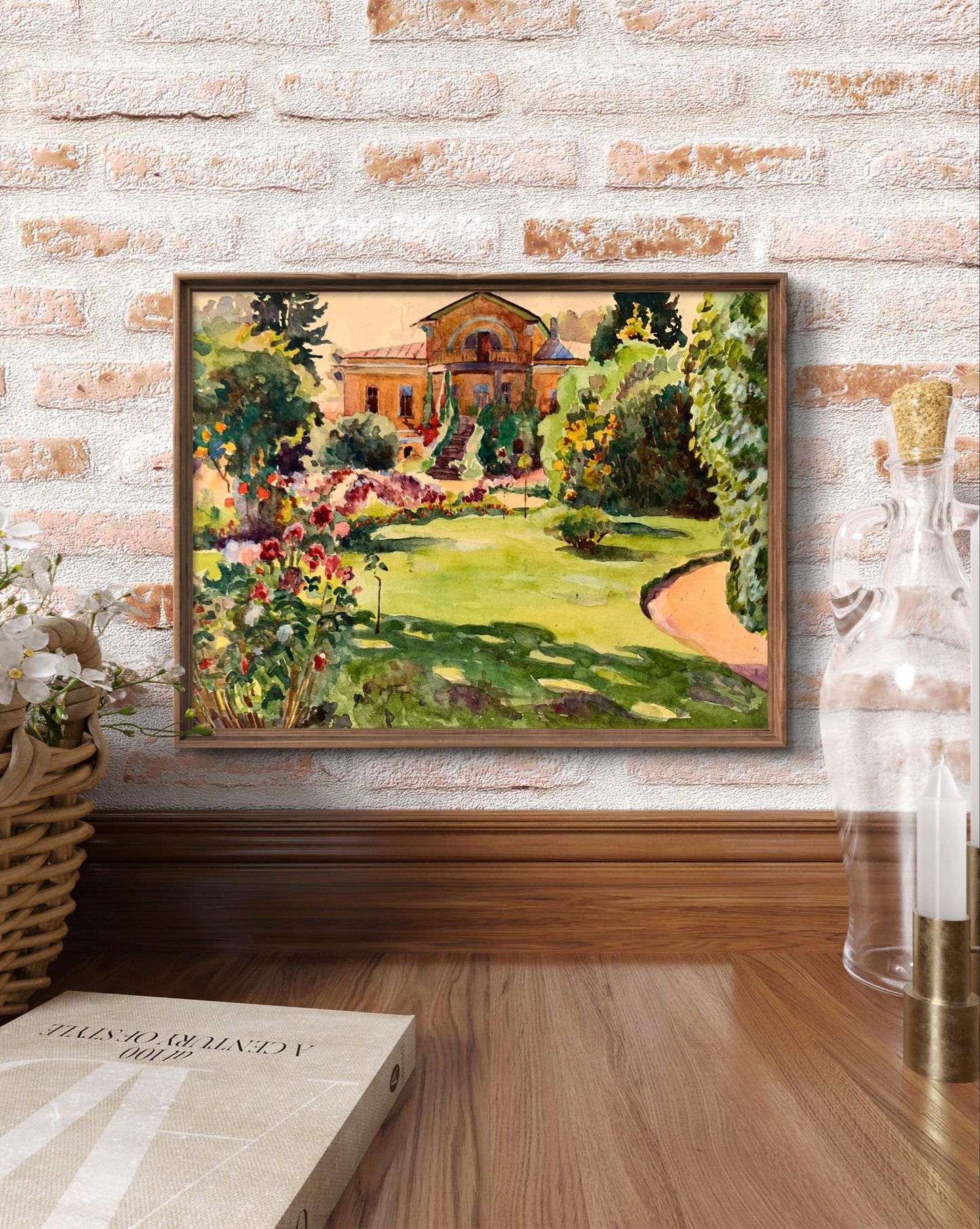Watercolor painting Penthouse Garden Unknown artist