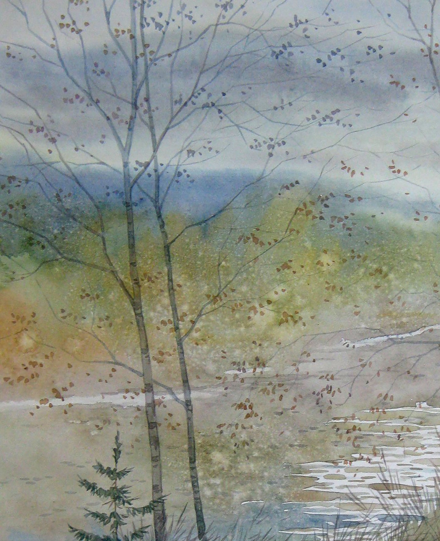 Watercolor painting Nature Landscape October Savenets Valery
