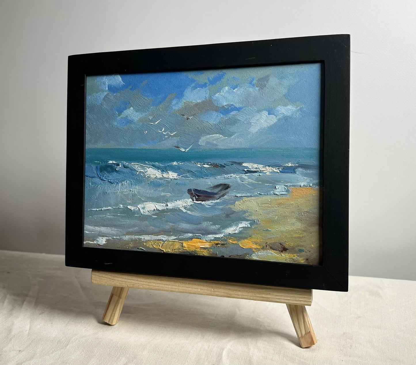 OIl painting Seagulls on the seashore Yuriy Suprunchuk
