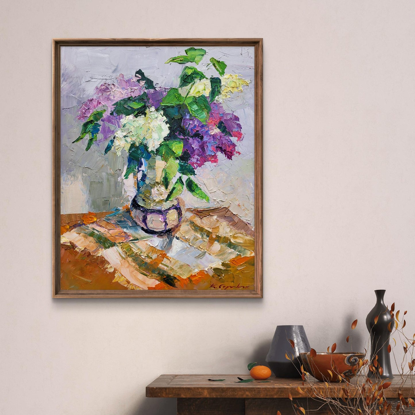 Oil painting Lilac in a flowerpot Boris Serdyuk