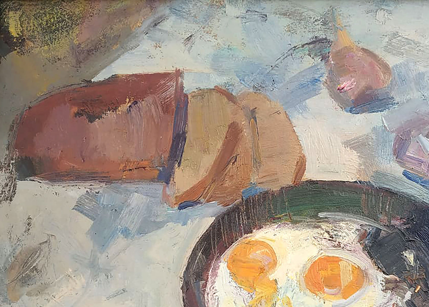 Oil painting Scrambled eggs still life Mazur Vladimir