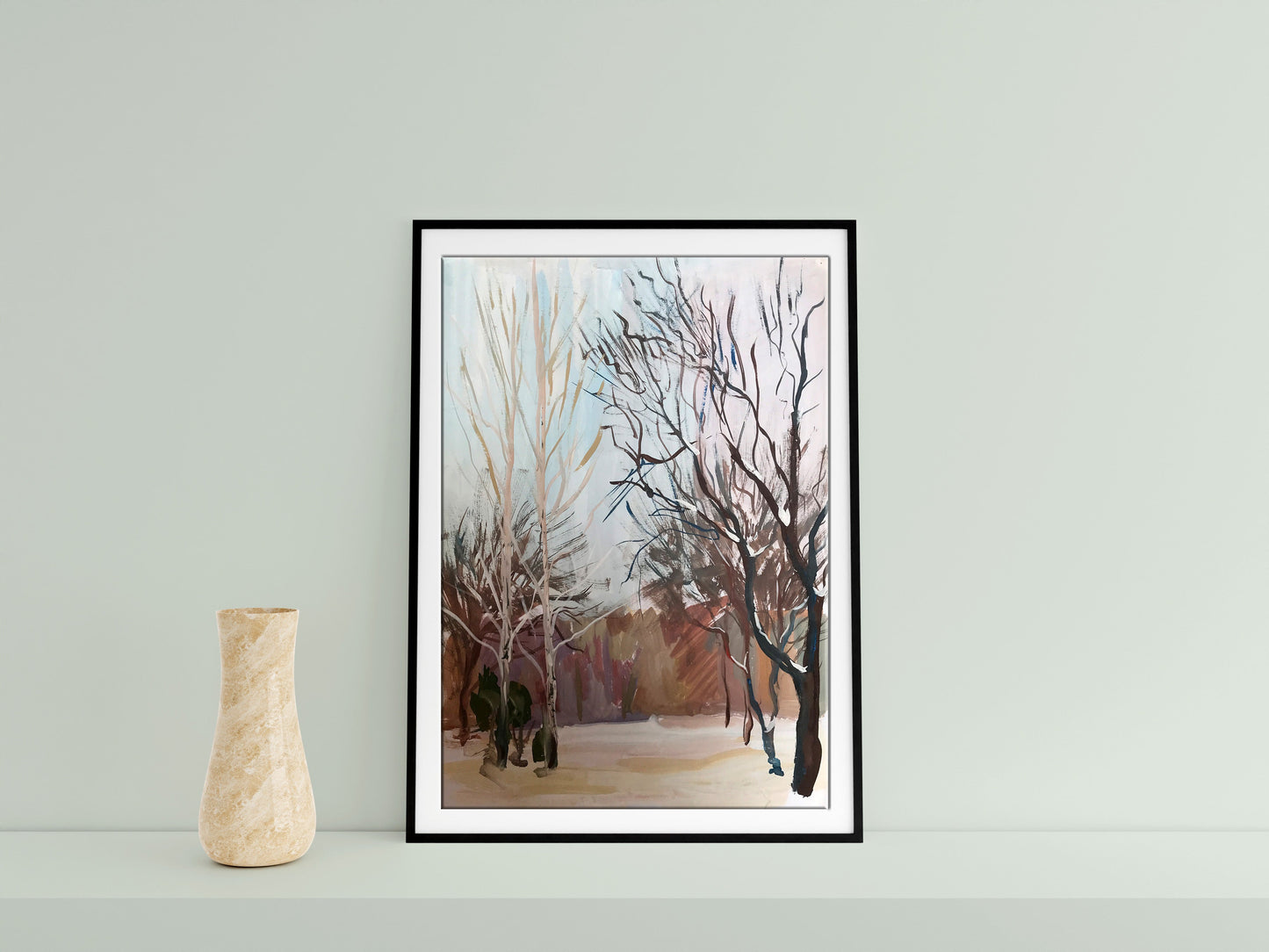 Gouache painting Winter Forest Unknown artist